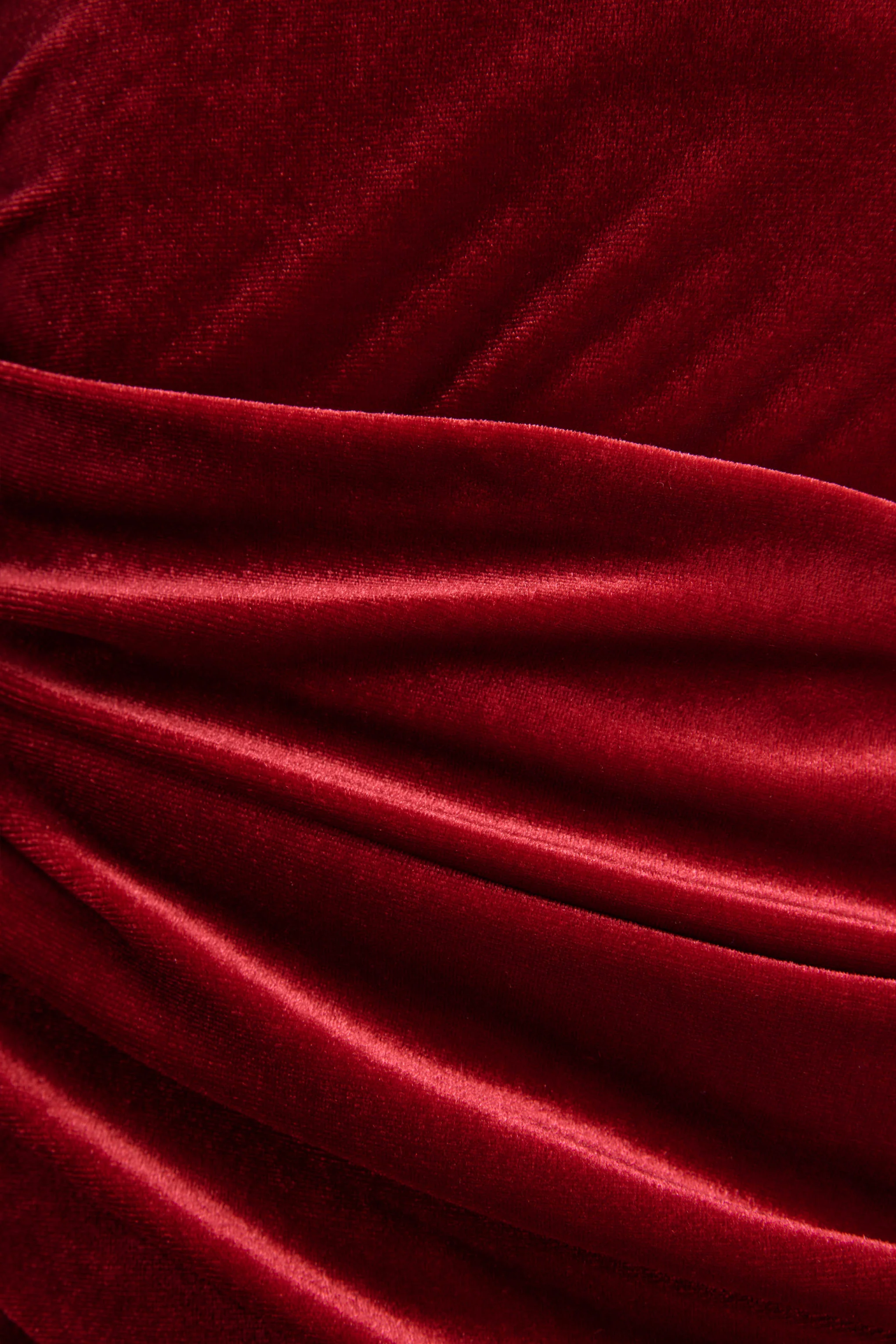 Eirene |  Red Velvet Asymmetric-Neck Midi Dress - Image 8