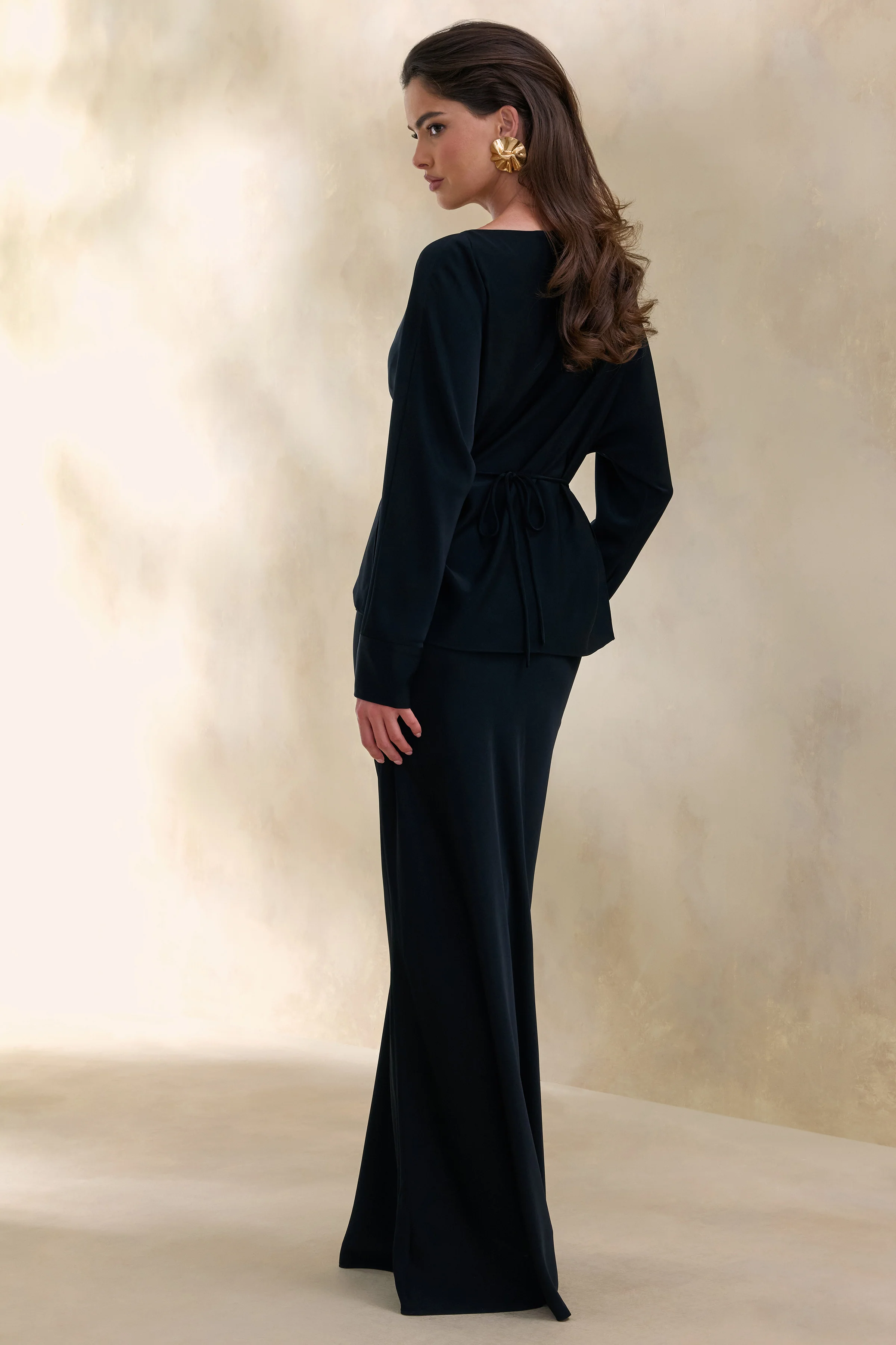Elaria | Black Satin Maxi-Skirt - Image 2