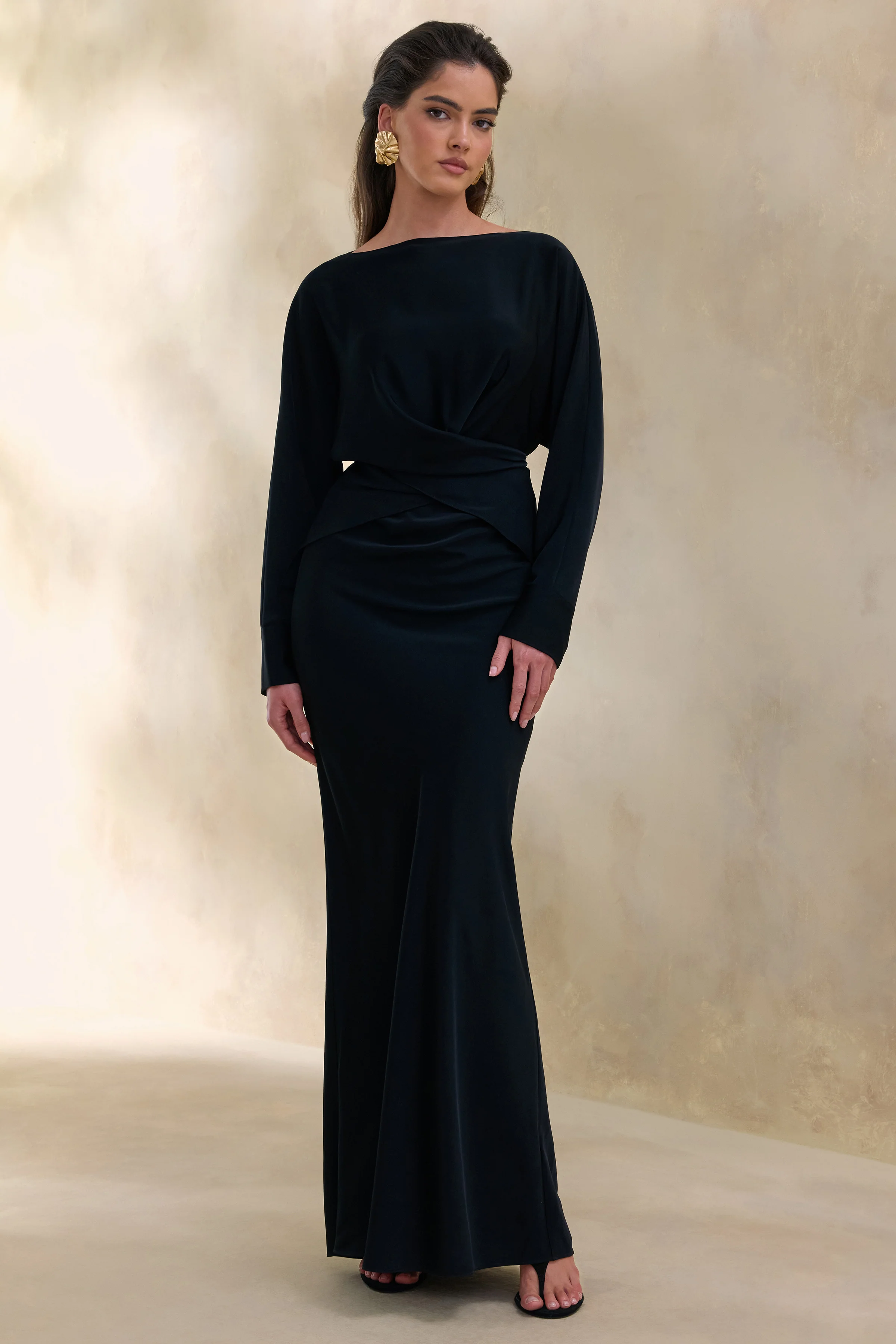 Elaria | Black Satin Maxi-Skirt - Image 5