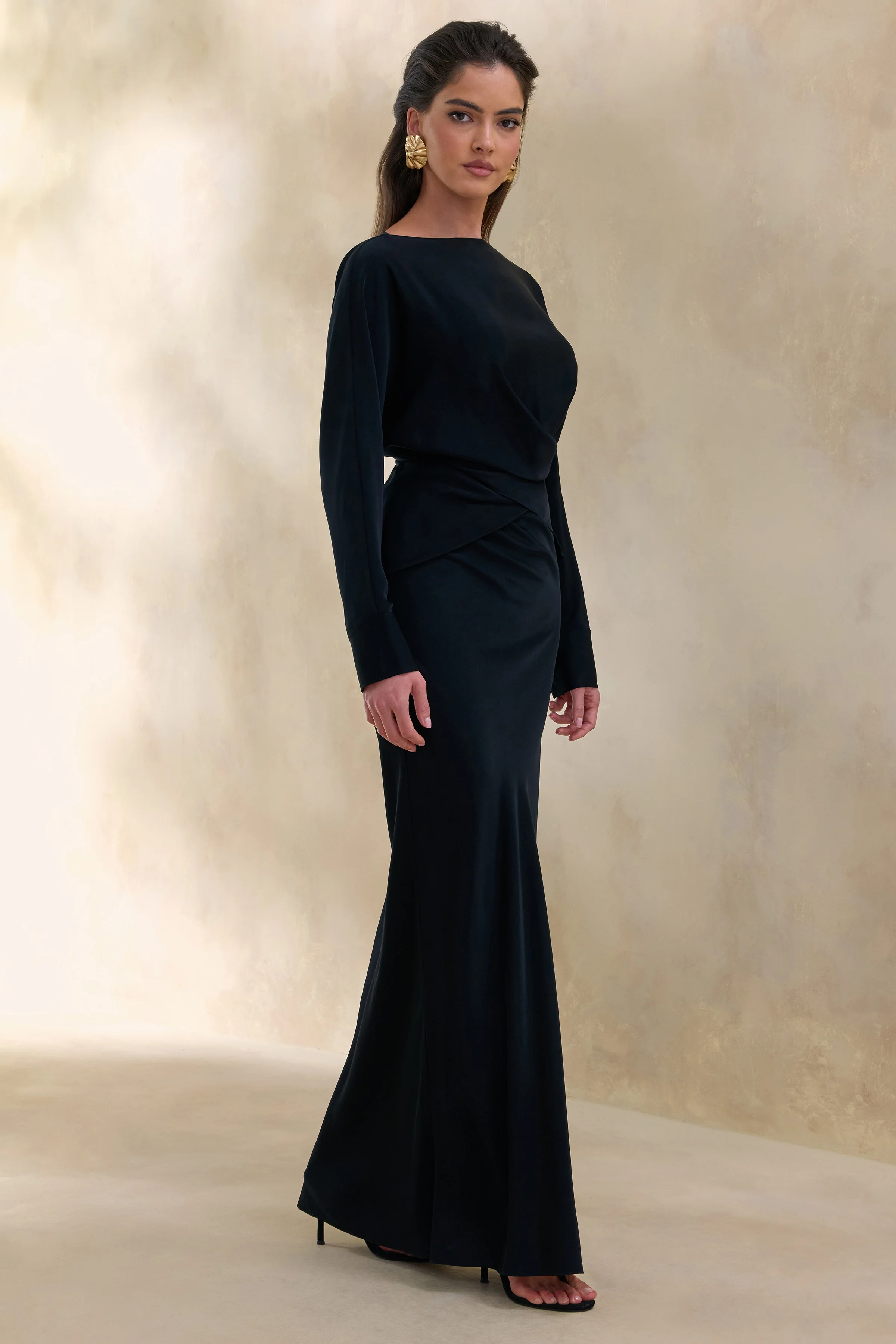 Elaria | Black Satin Maxi-Skirt - Image 6