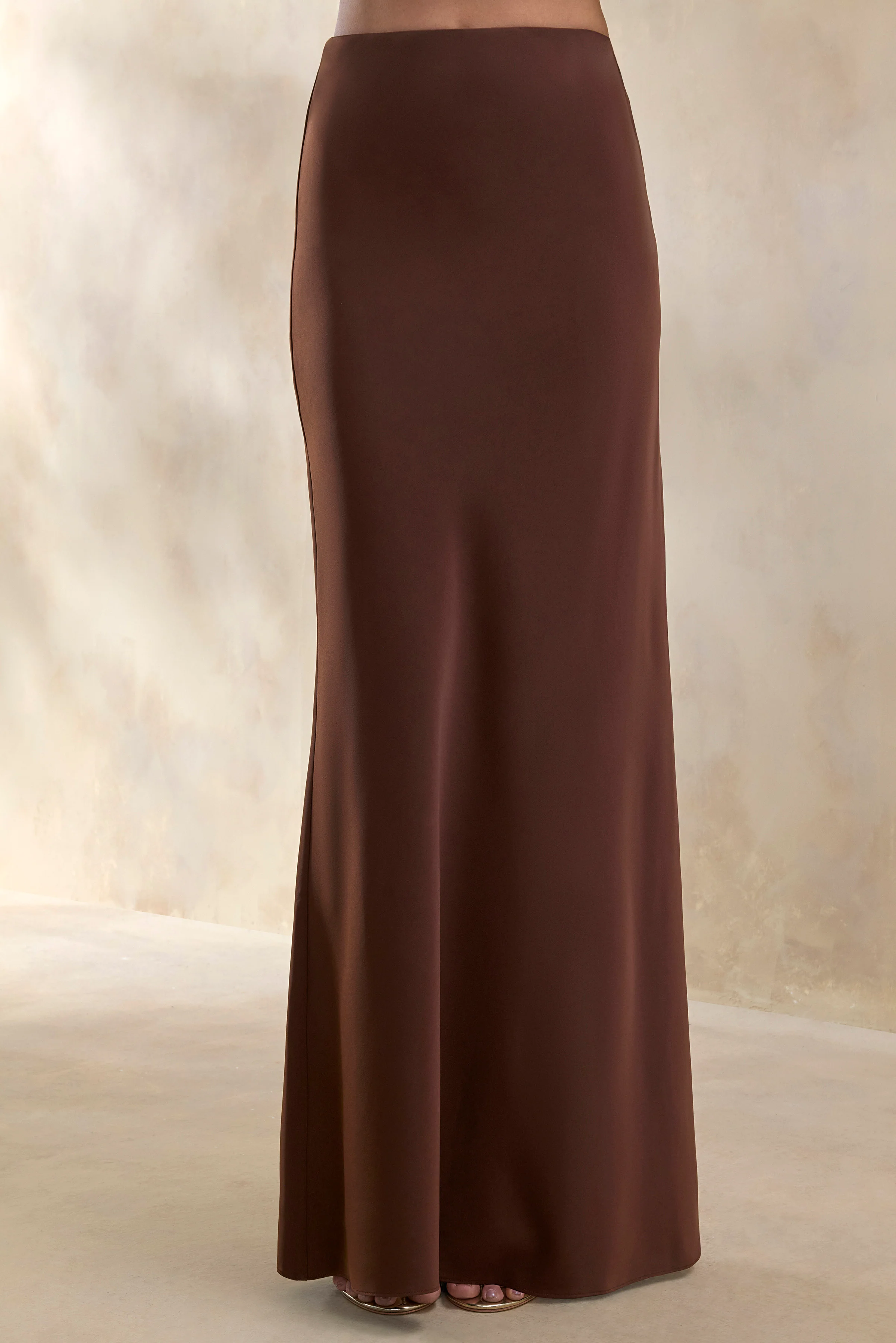 Elaria | Brown Satin Maxi-Skirt - Image 2