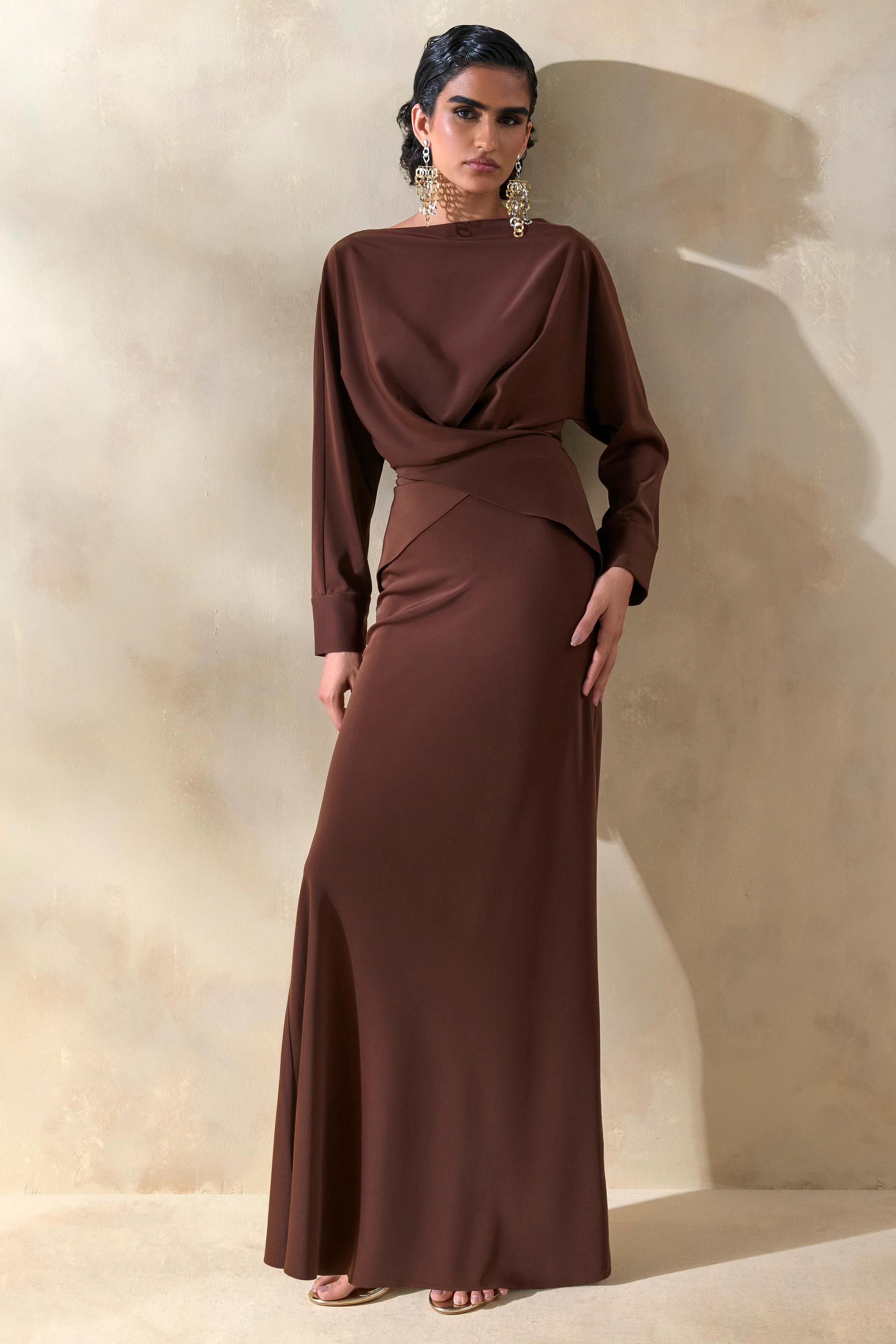 Elaria | Brown Satin Maxi-Skirt - Image 7