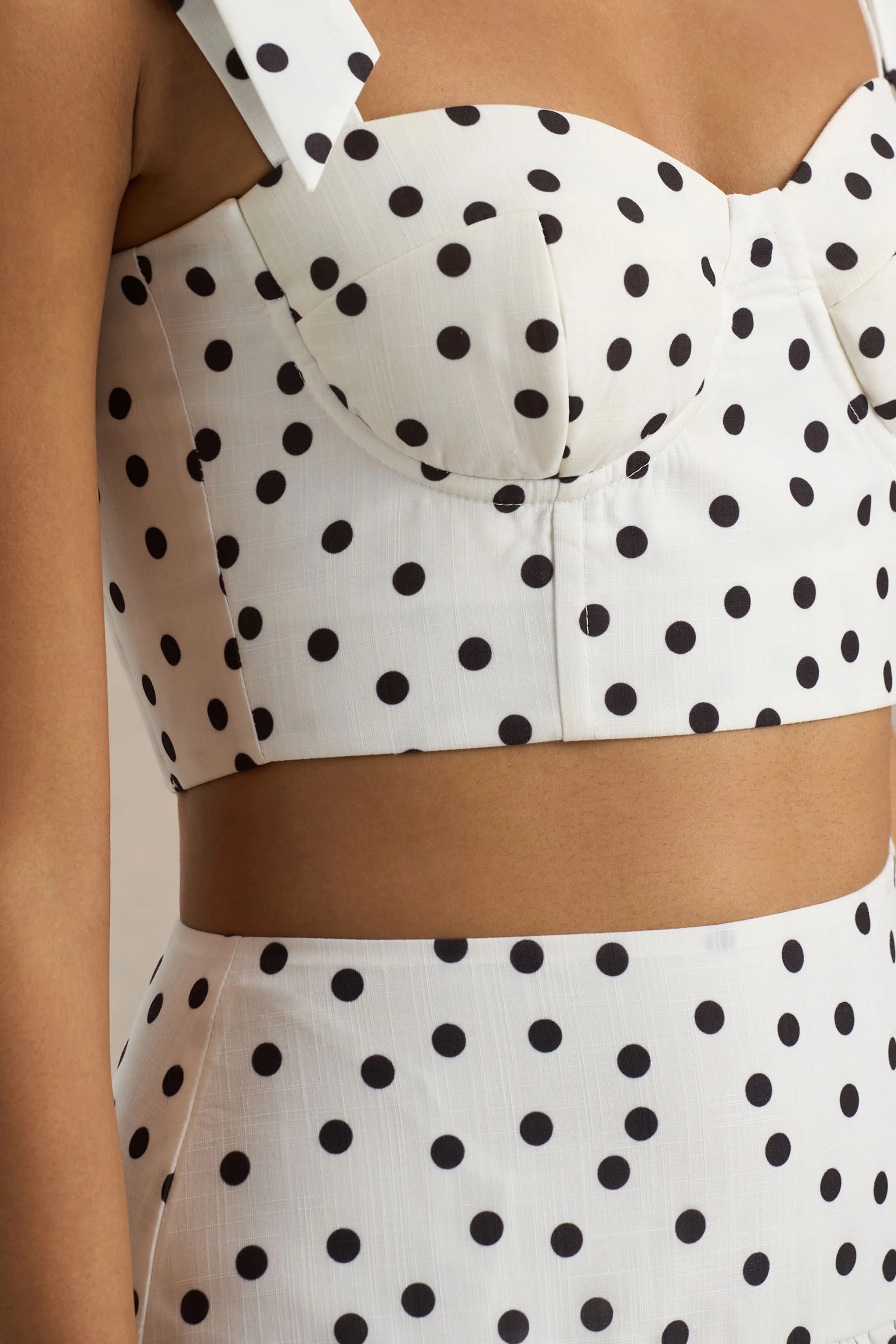 Emry | White Polka Dot High-Waist Maxi Skirt With Ruffle Detail - Image 6