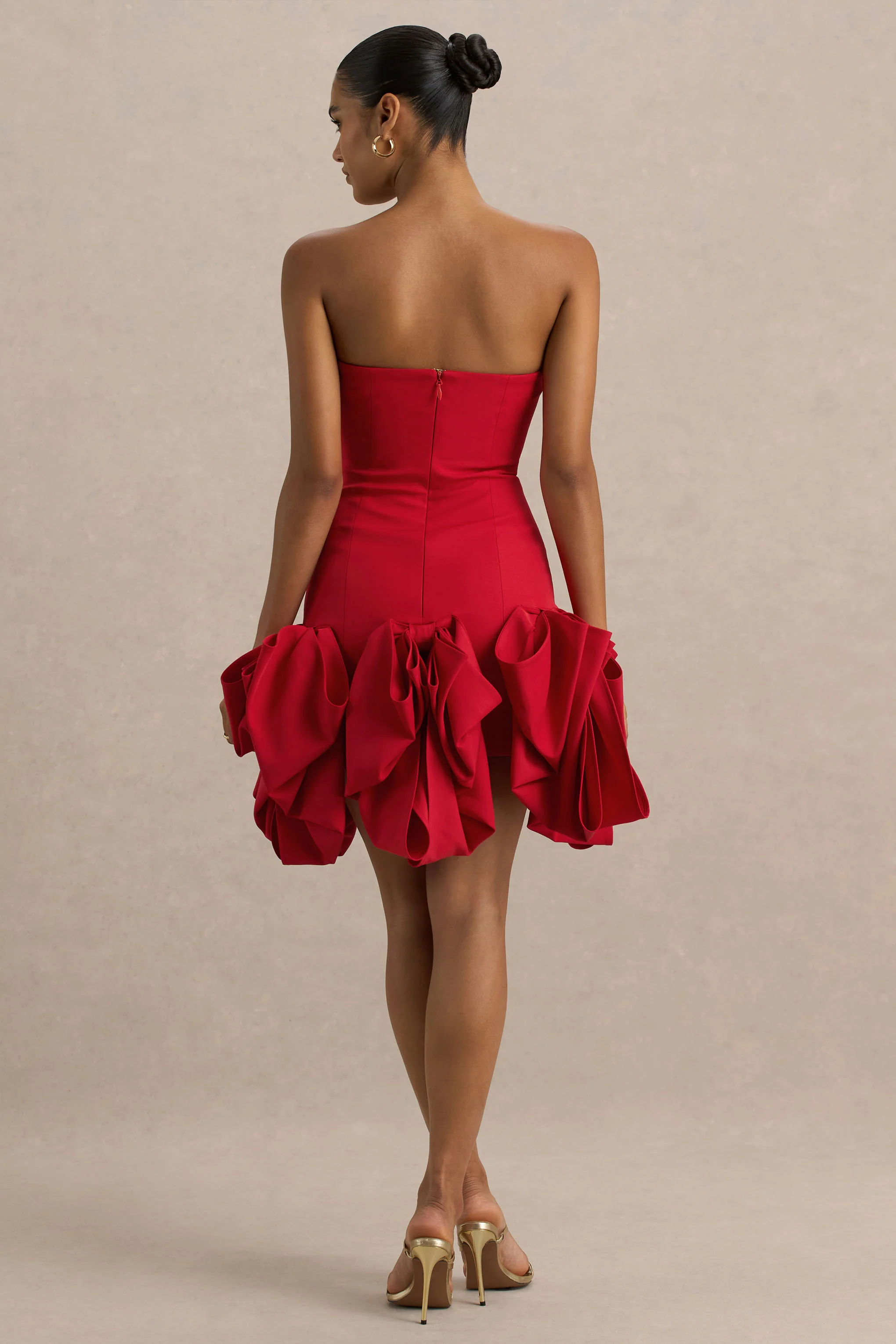 Erica | Red Ruffle Puffball Mini Dress - Image 2