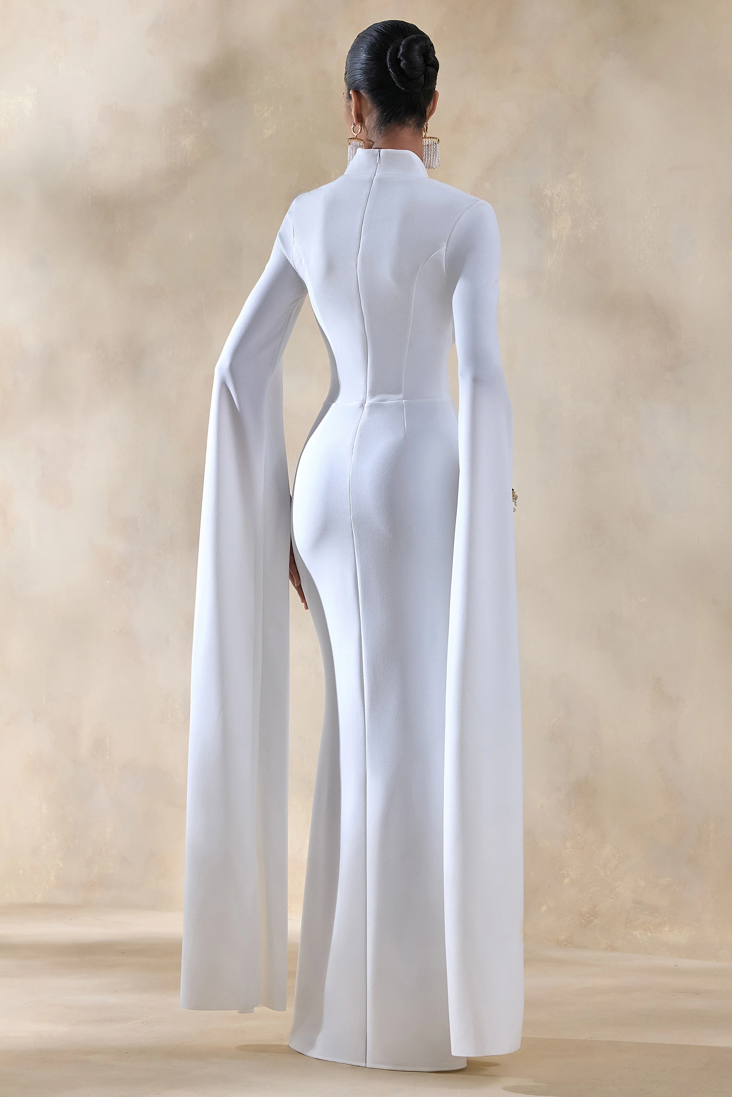 Esme | White Square-Neck Maxi Dress With Cape Sleeves - Image 2
