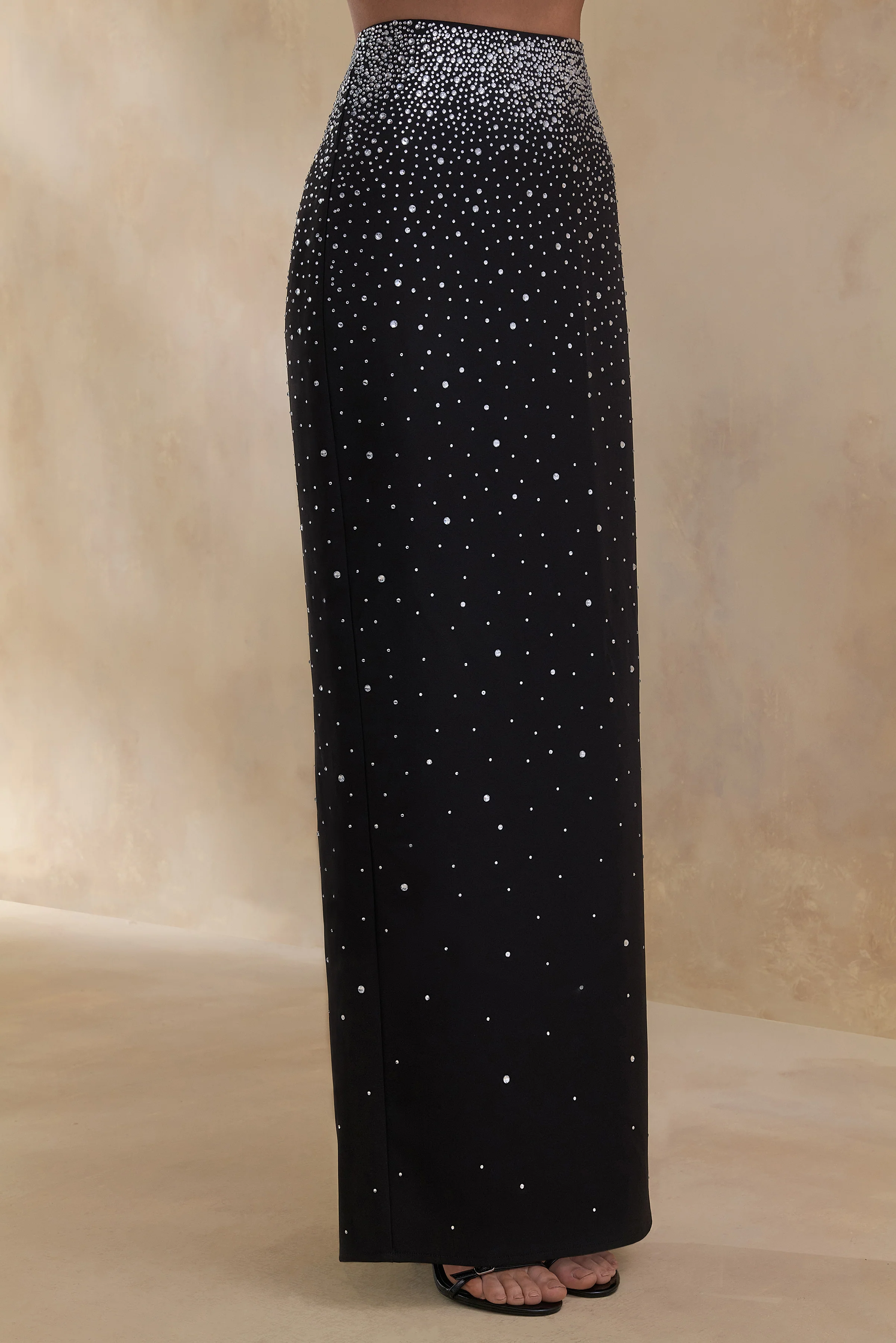 Fabiana | Black Hand-Embellished Maxi Skirt - Image 3