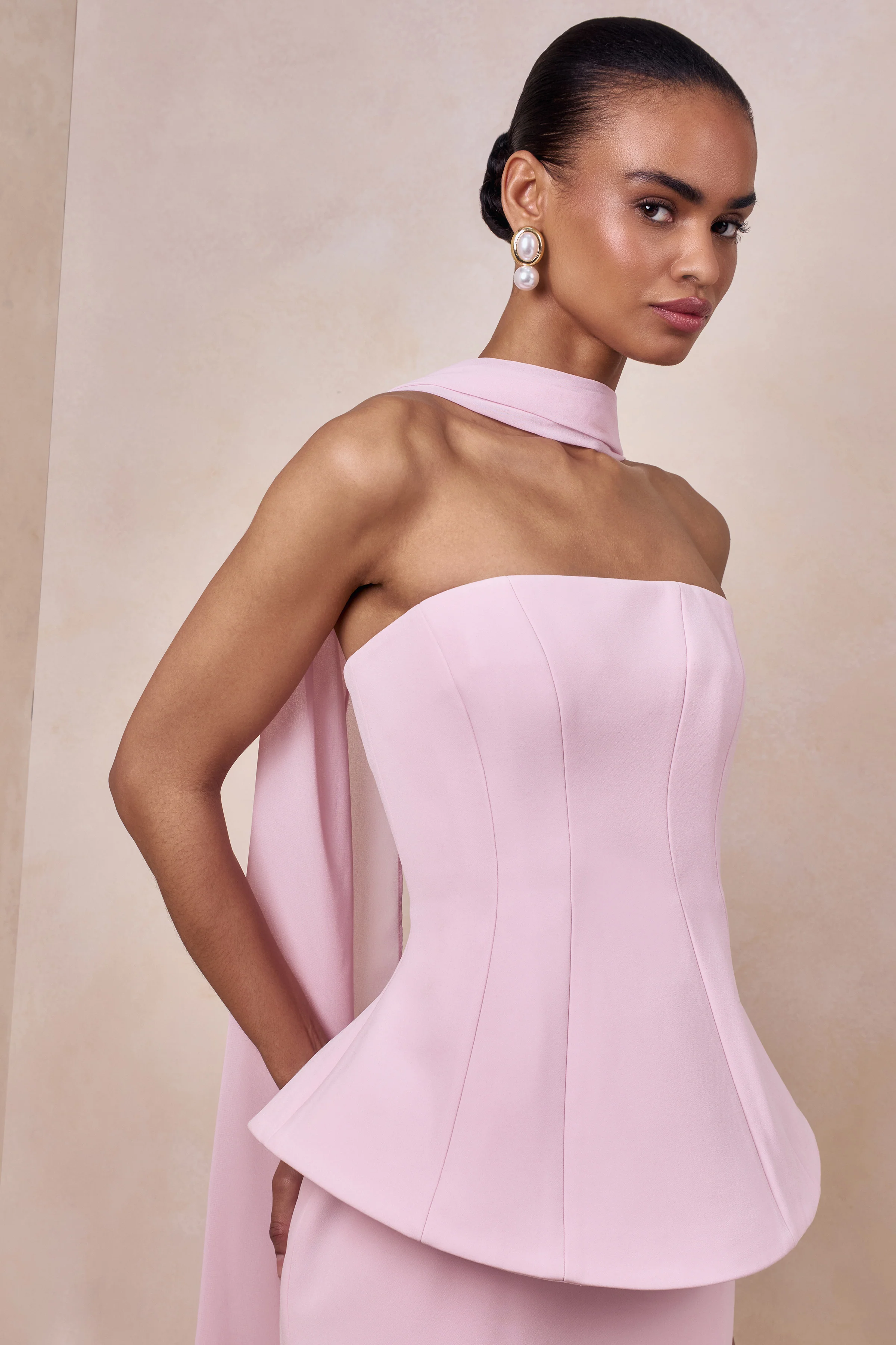 Farron | Light Pink Bandeau Corset Maxi Dress - Image 6
