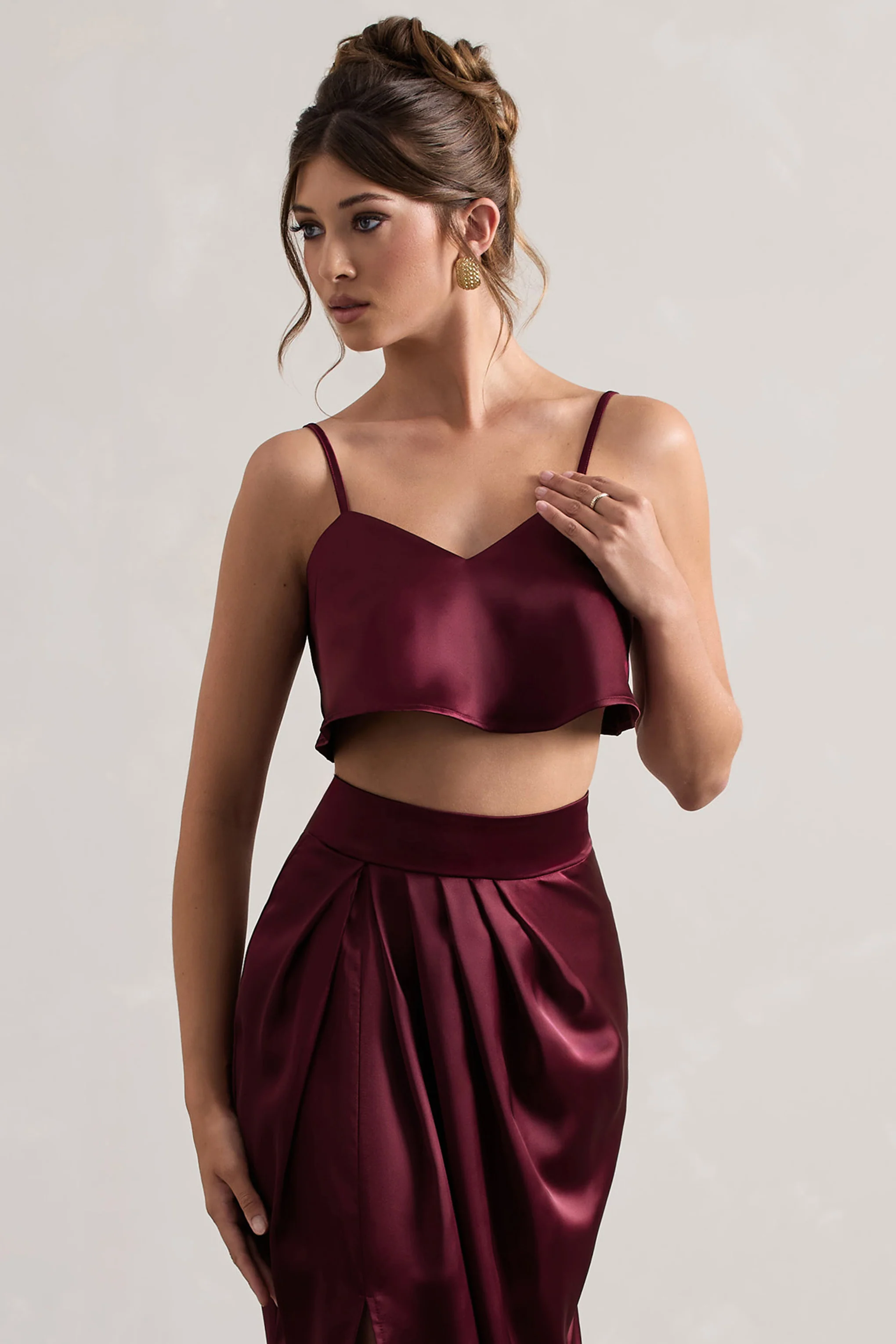 Fawn | Plum Satin Cami Crop Top - Image 3