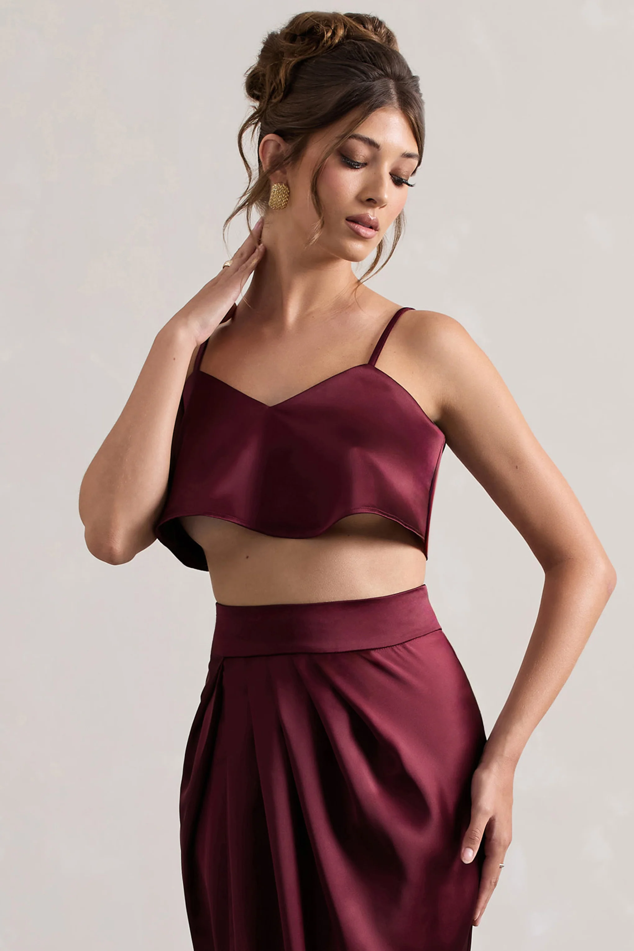 Fawn | Plum Satin Cami Crop Top - Image 4