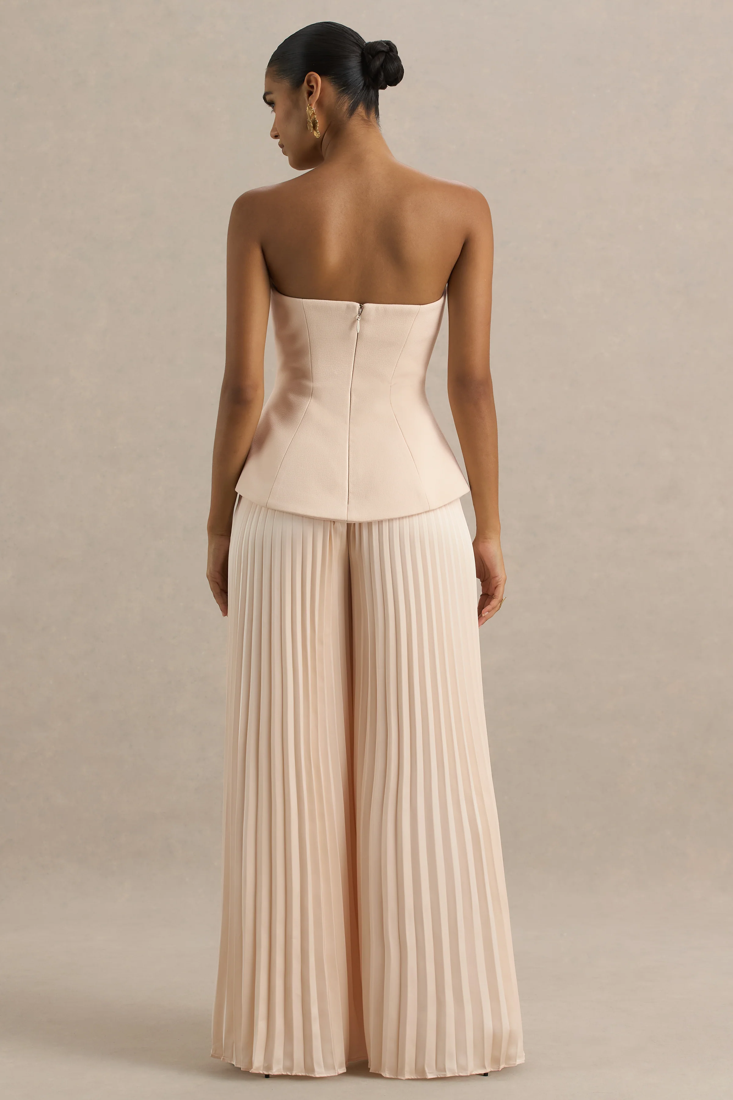 Feeling Good | Nude Bandeau Jumpsuit With Pleated Trouser - Image 2