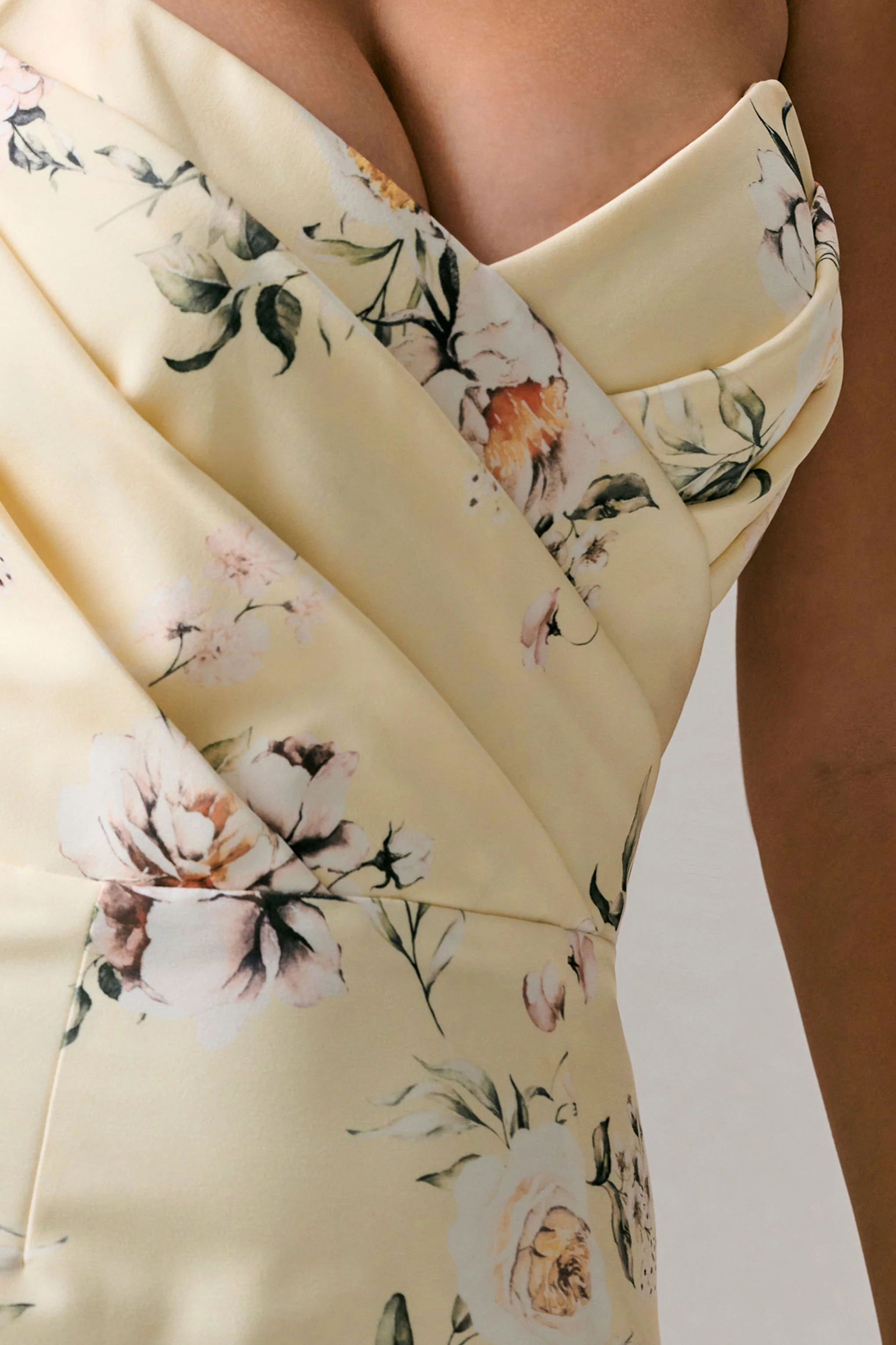 Fierce | Lemon Print Asymmetric Ruched Maxi Dress - Image 5