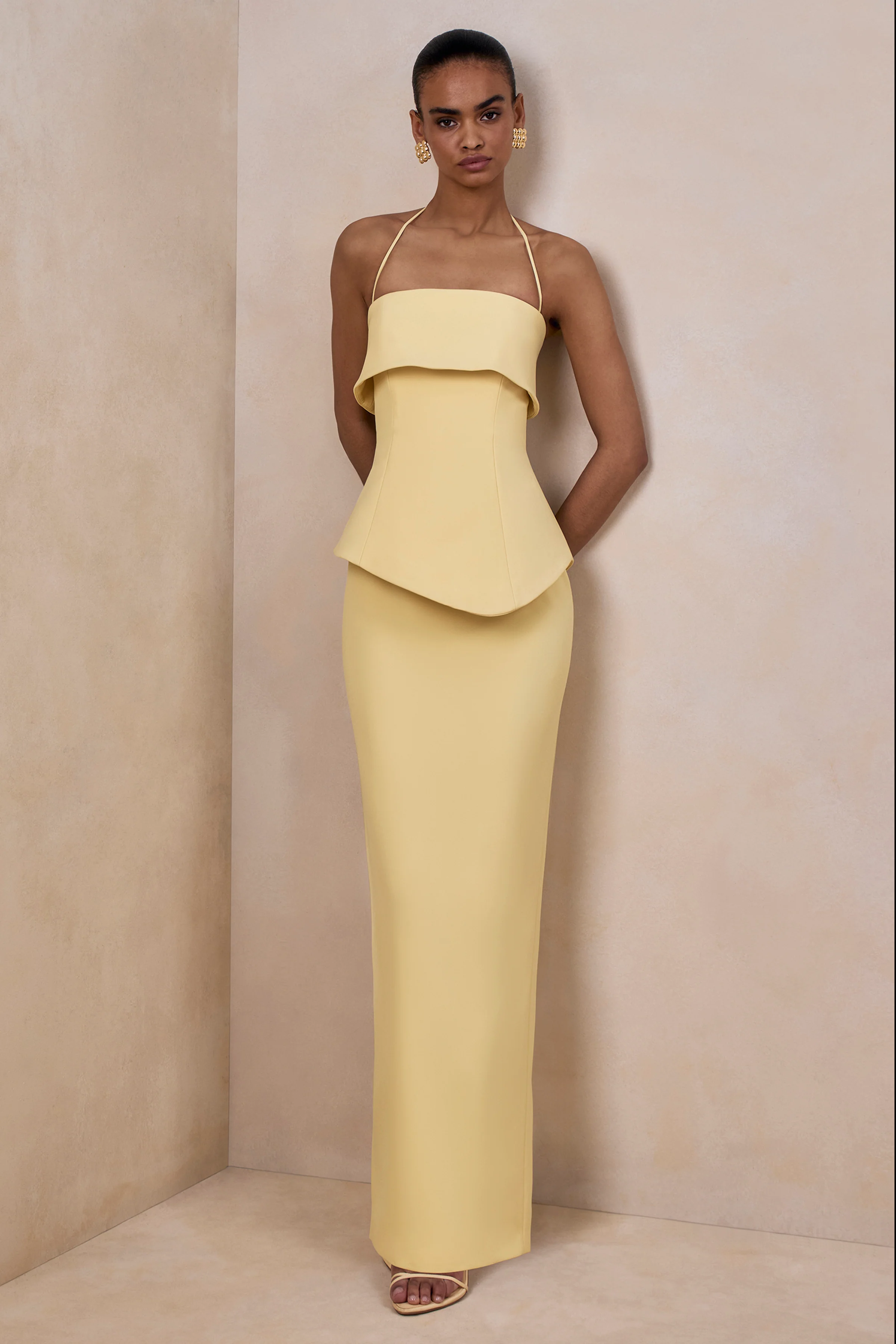 Fran | Lemon Square-Neck Corset Maxi Dress - Image 2