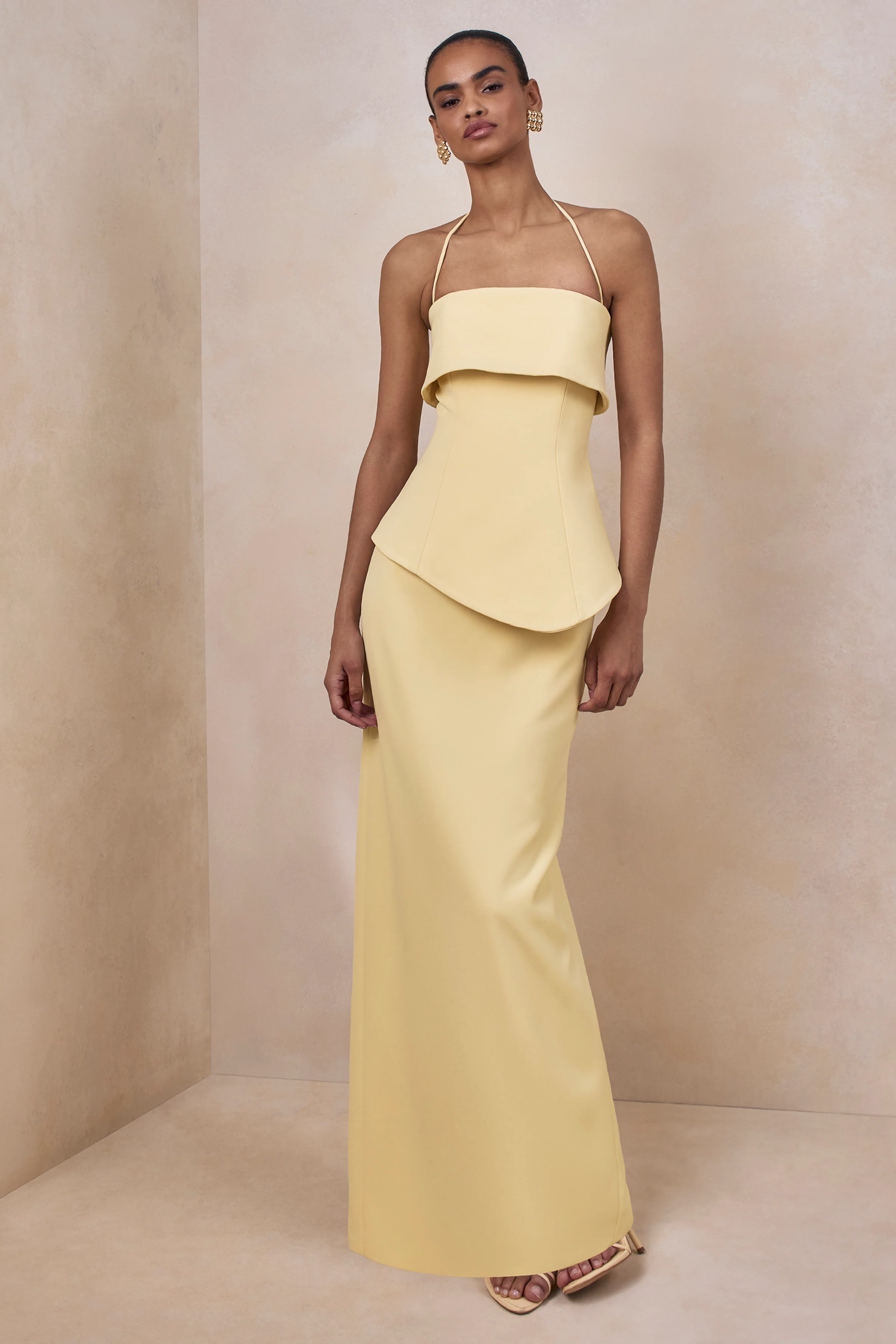 Fran | Lemon Square-Neck Corset Maxi Dress - Image 4