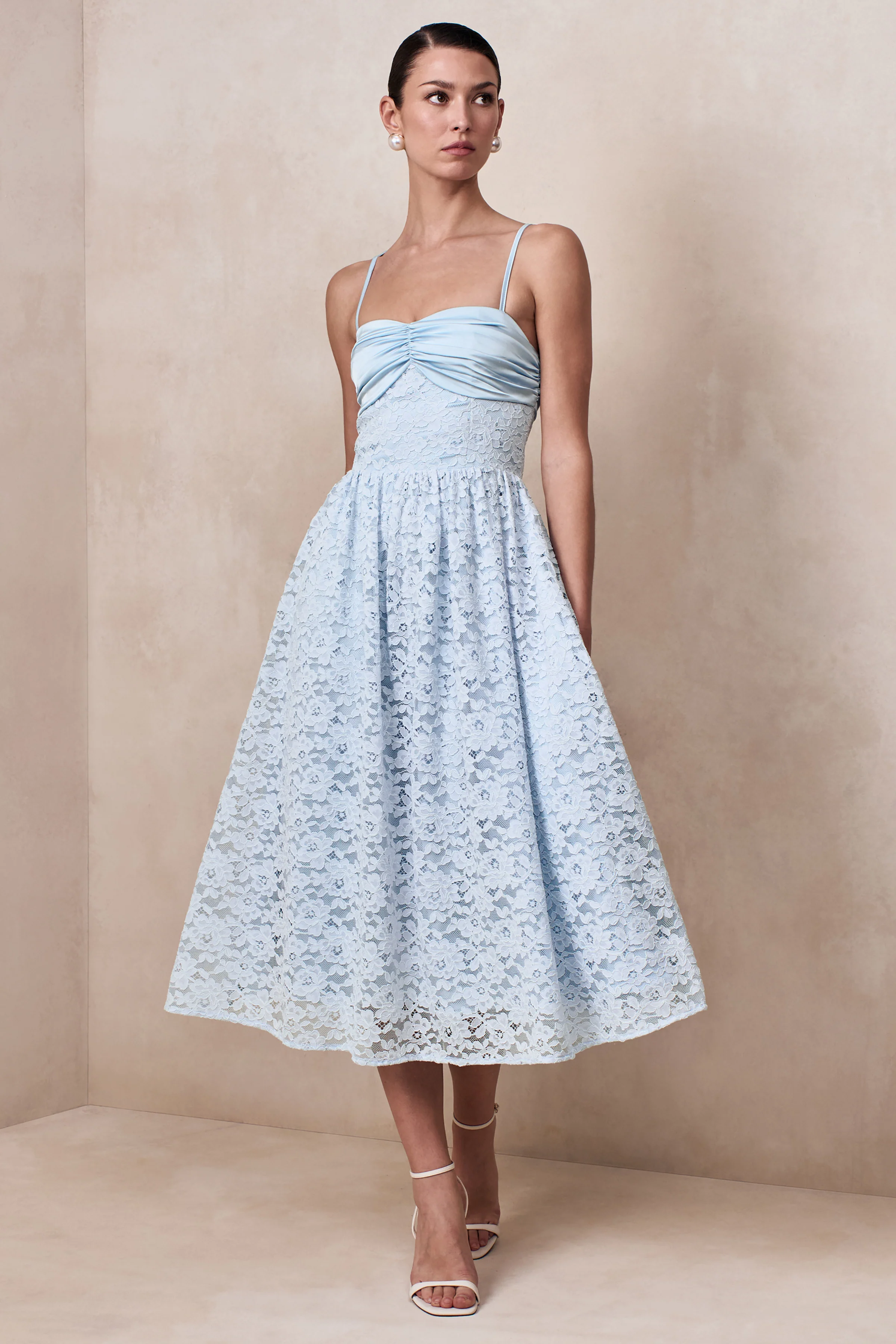 Gloriana | Powder Blue Lace Sweetheart-Neck Midi Dress - Image 6