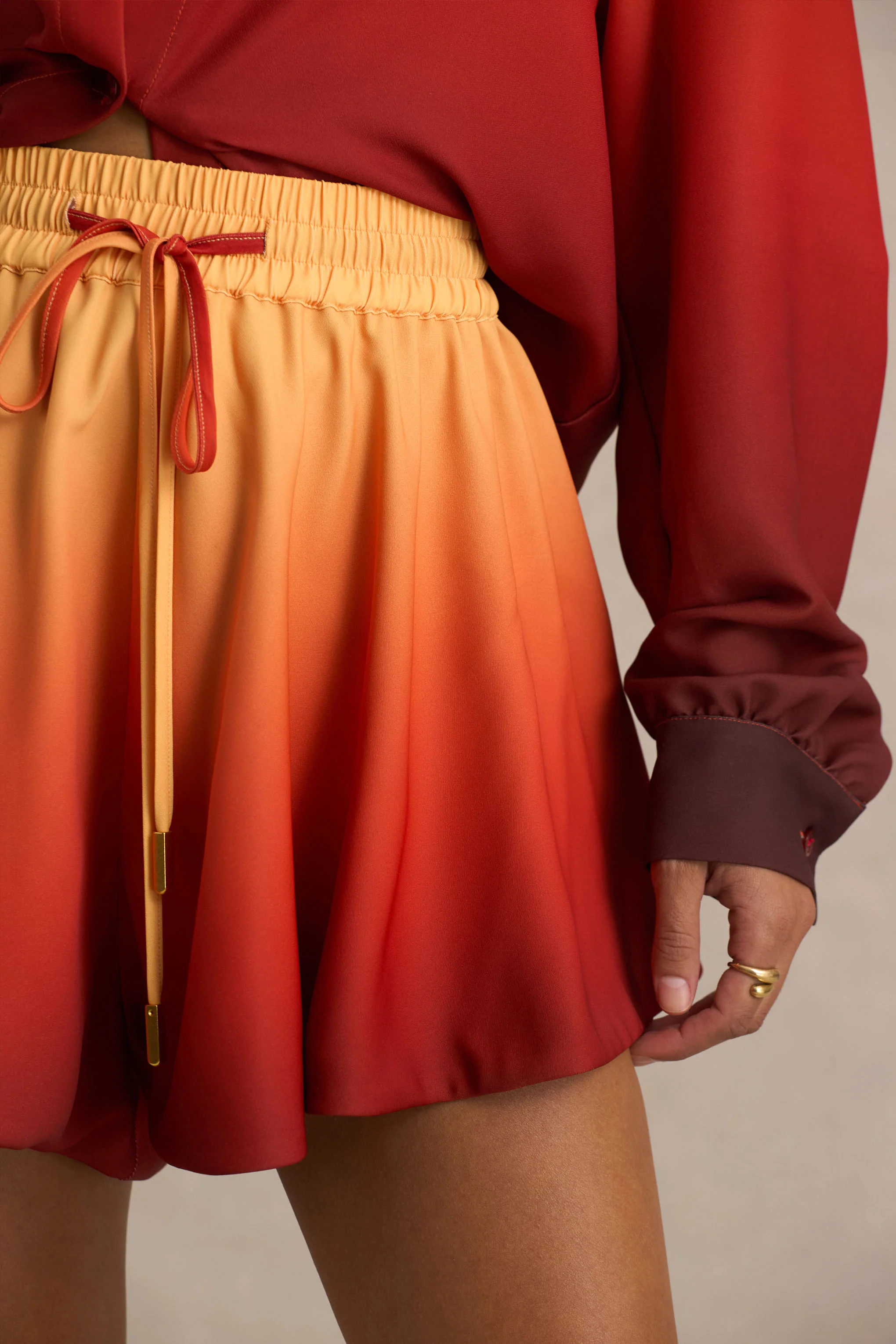 Gold Coast | Ombre Satin Shorts with Draw-String Detail - Image 6