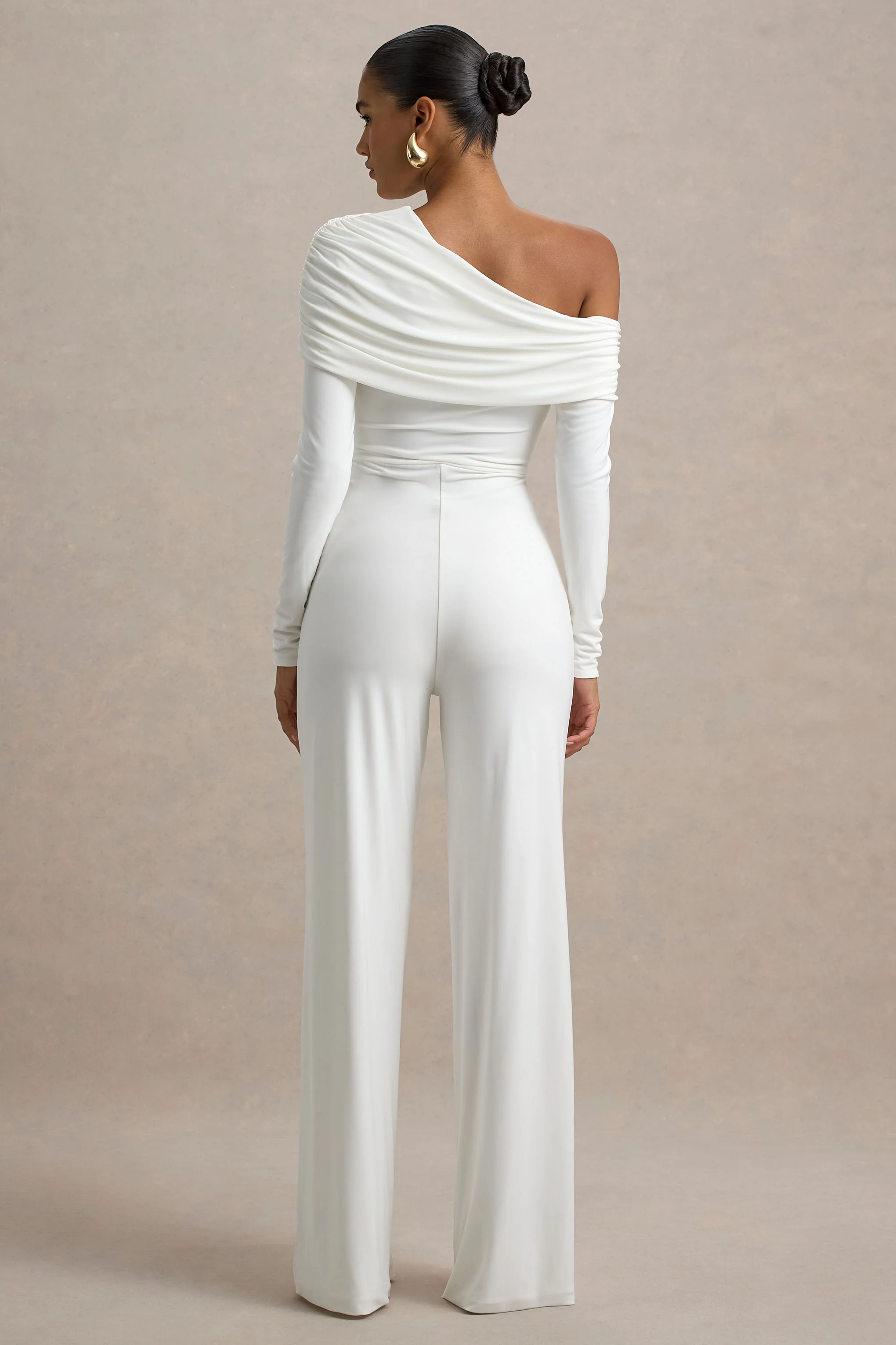 Gracious | White Jumpsuit With Asymmetric Neckline - Image 2