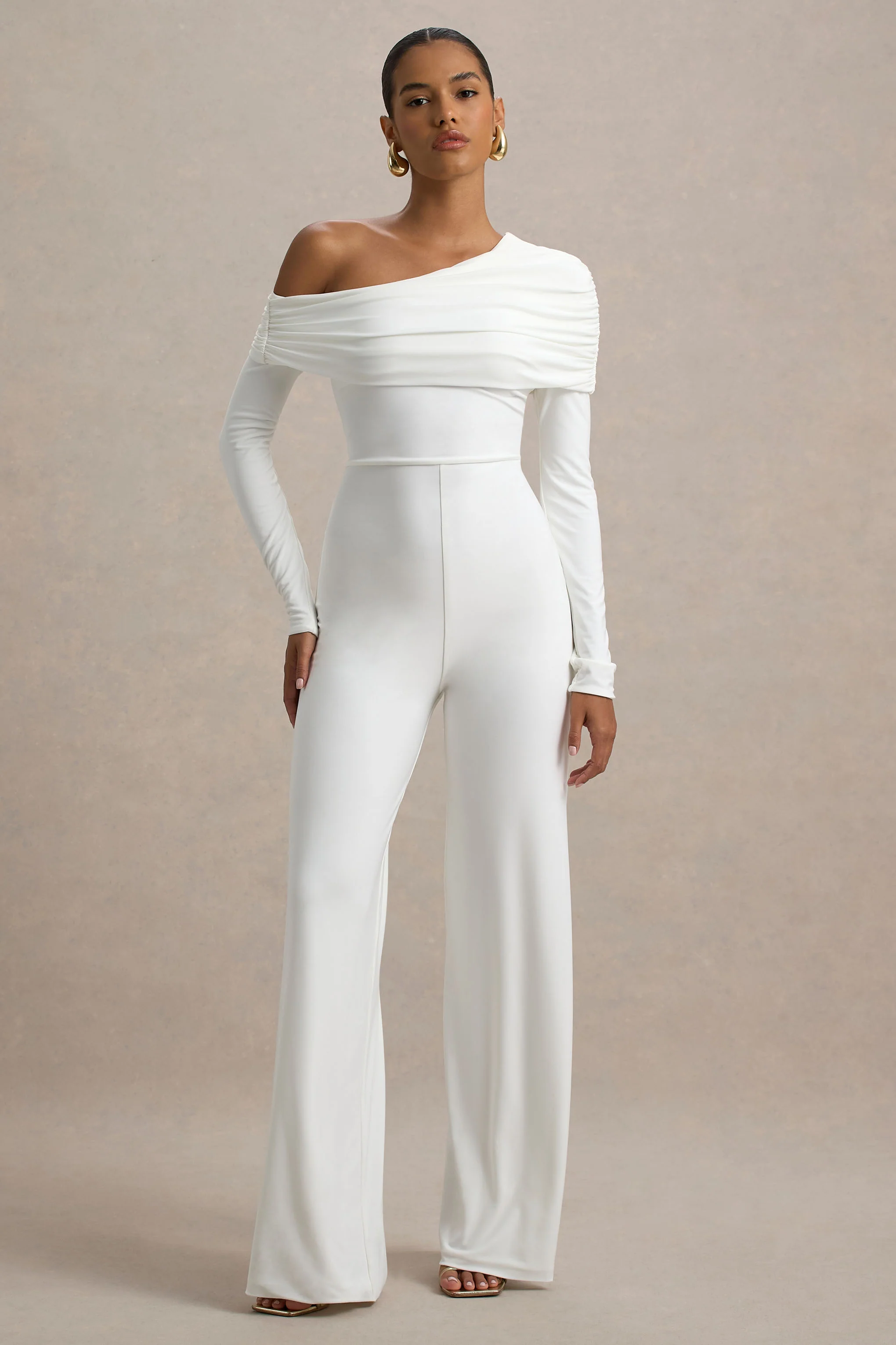 Gracious | White Jumpsuit With Asymmetric Neckline - Image 5