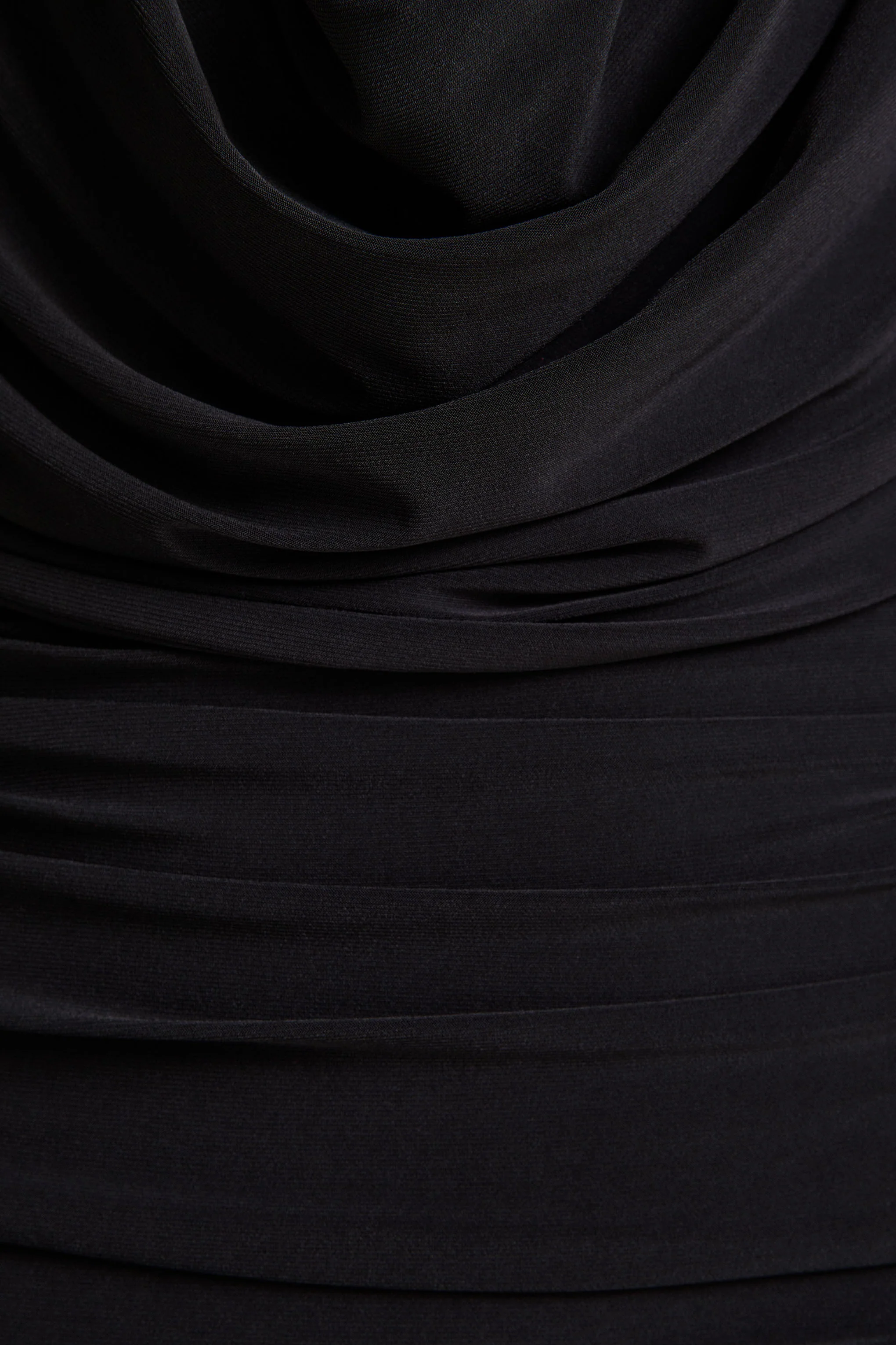 Griselda | Black Plunge-Neck Midi Dress With Sheer Long-Sleeves - Image 6