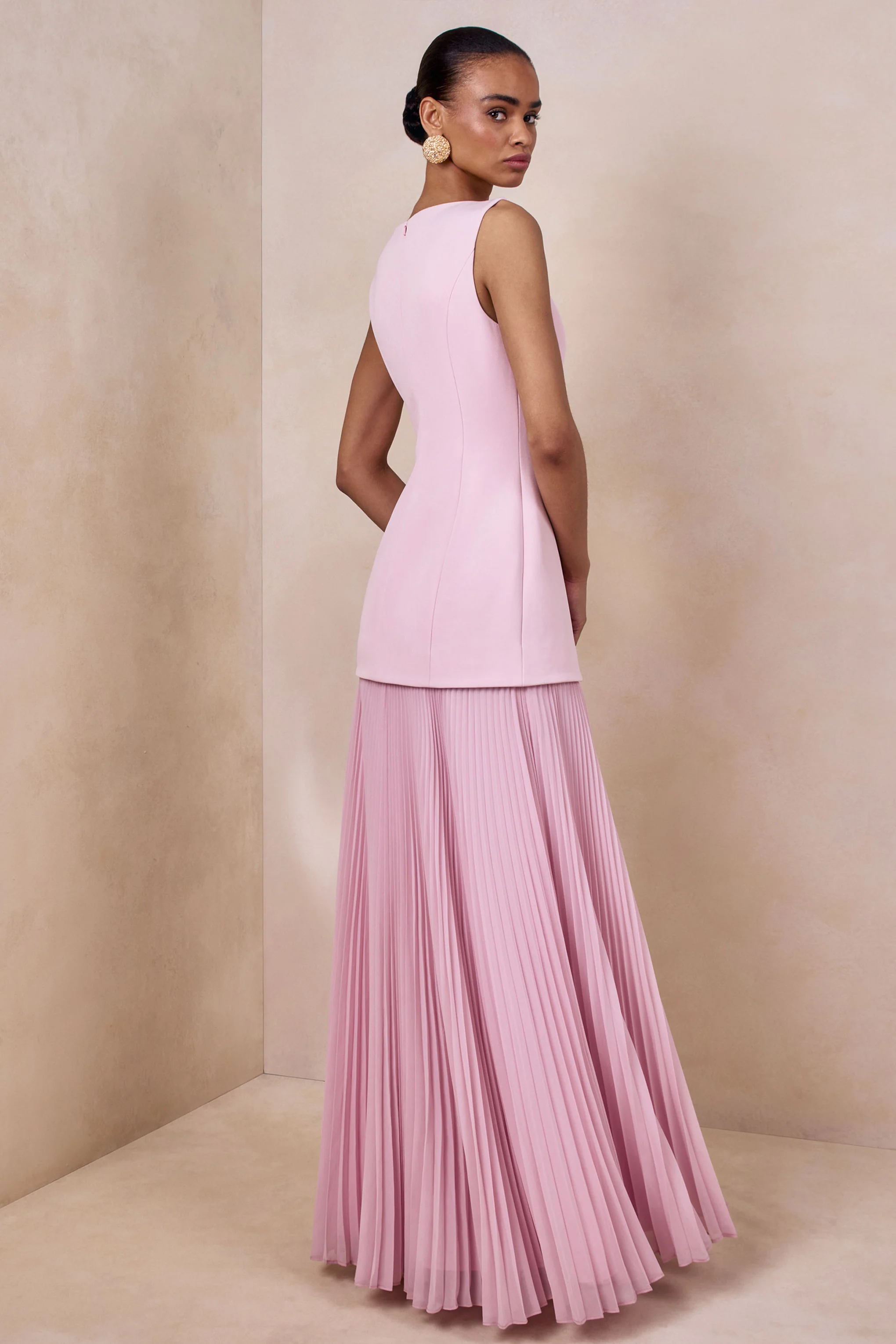 Hadley | Light-Pink Boat-Neck Maxi Dress With Drop-Waist - Image 2