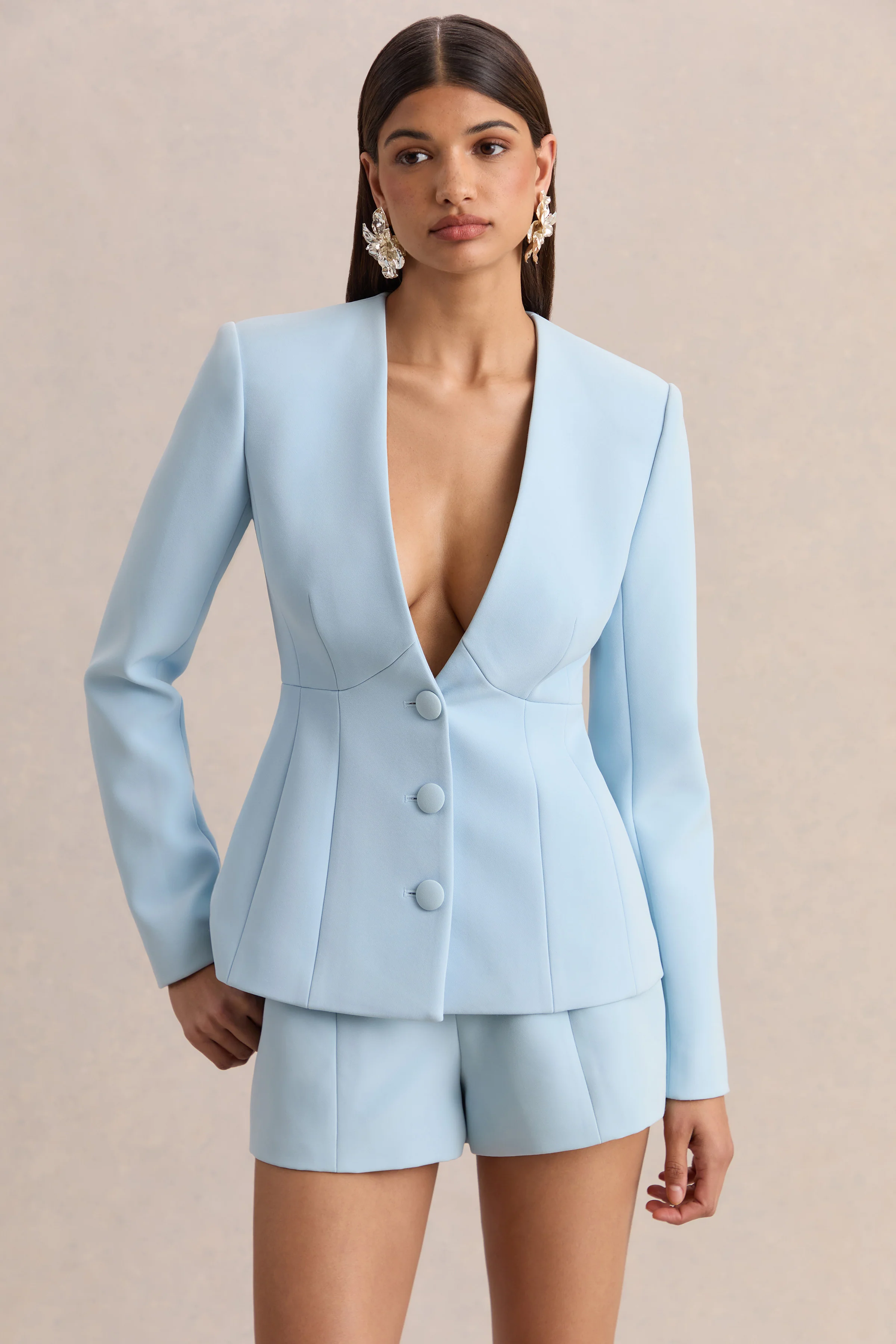Hala | Light Blue Tailored Shorts - Image 8