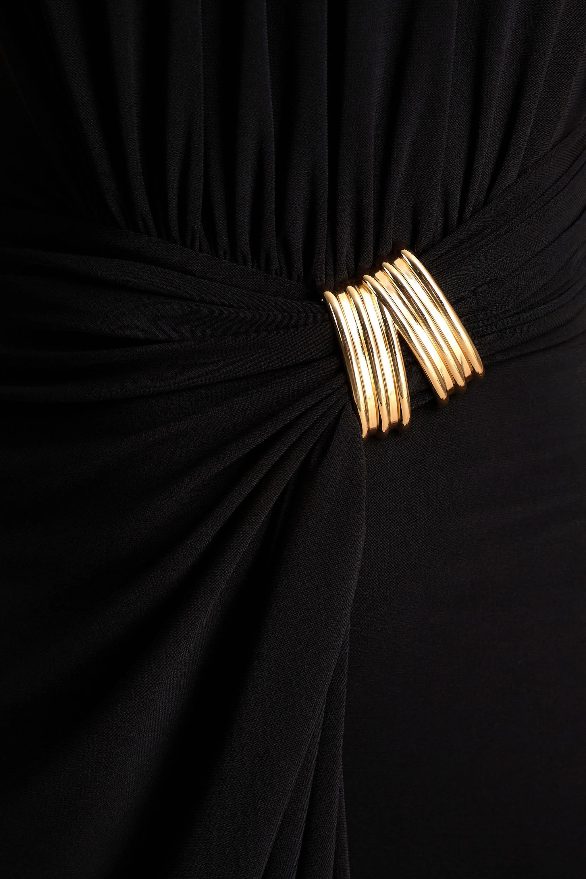 Harlow | Black Crew-Neck Wrapped Midi Dress - Image 6