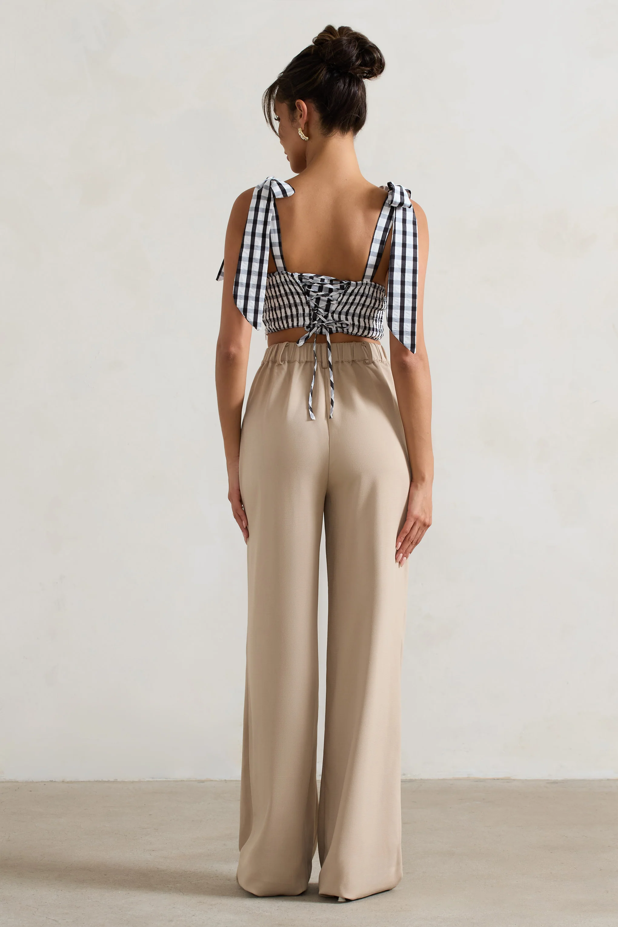 Hastings | Stone High-Waist Wide-Leg Trousers - Image 3