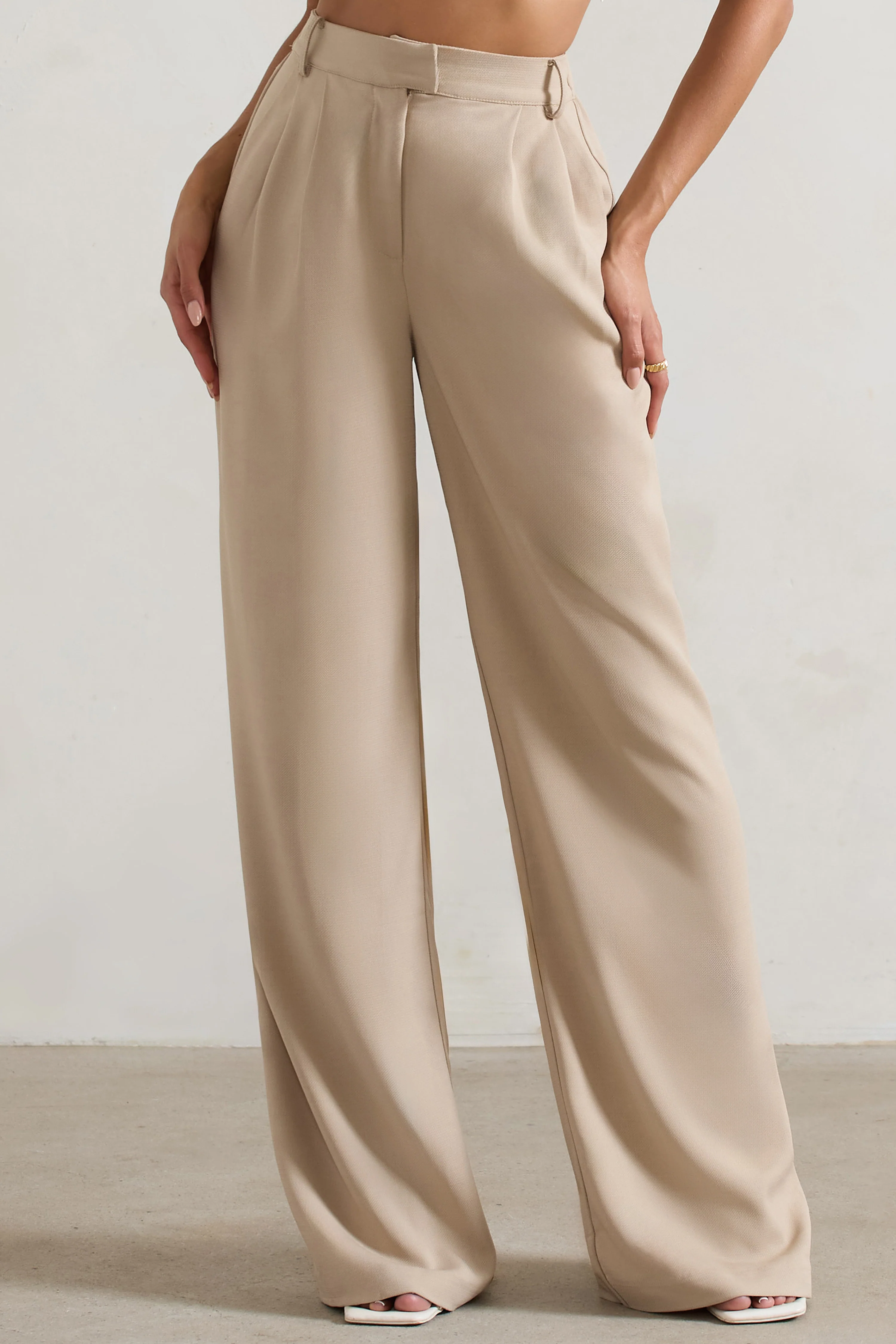 Hastings | Stone High-Waist Wide-Leg Trousers - Image 4