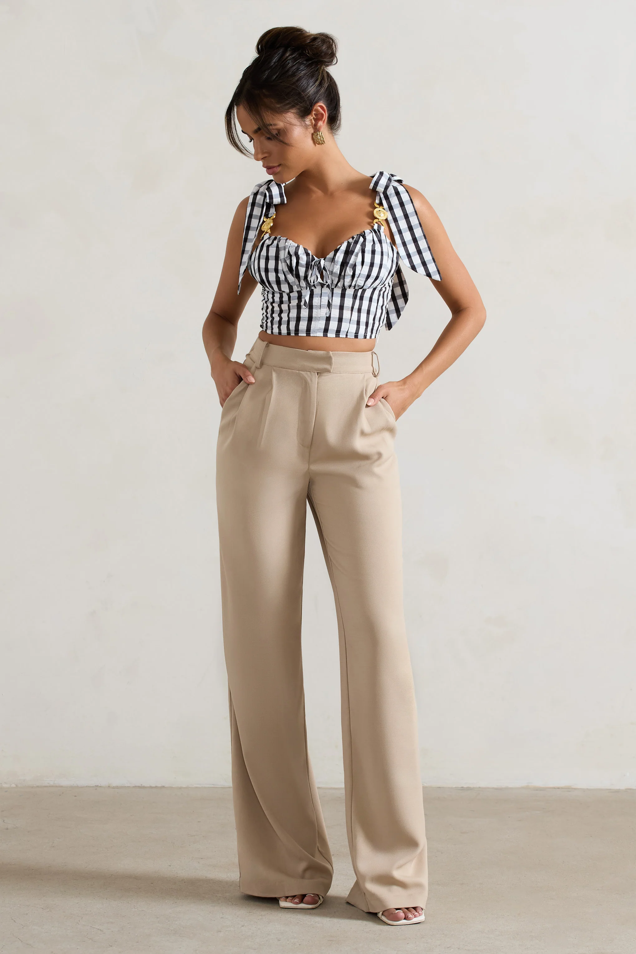 Hastings | Stone High-Waist Wide-Leg Trousers - Image 5