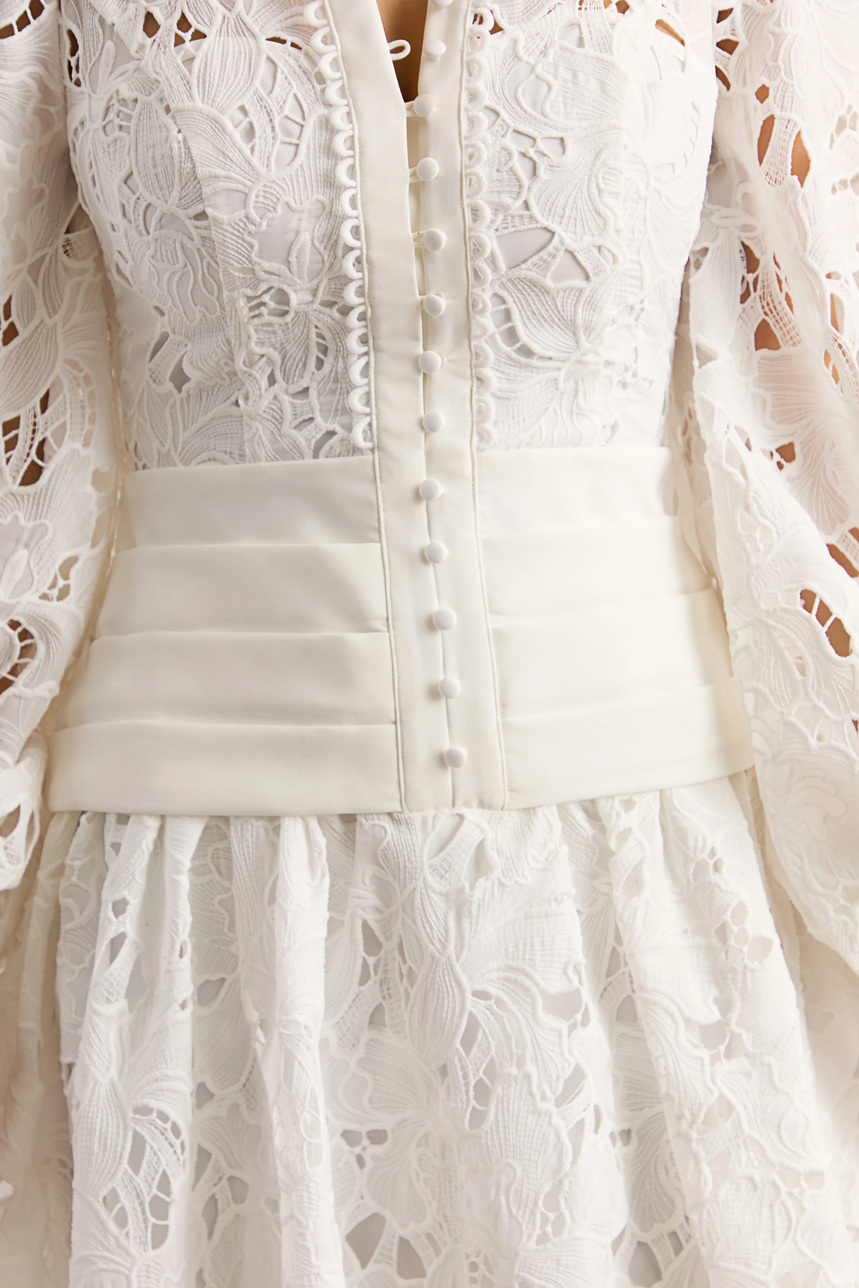 Helena | White Crew-Neck Mini Dress With Puff-Sleeves and Pleated Skirt - Image 10