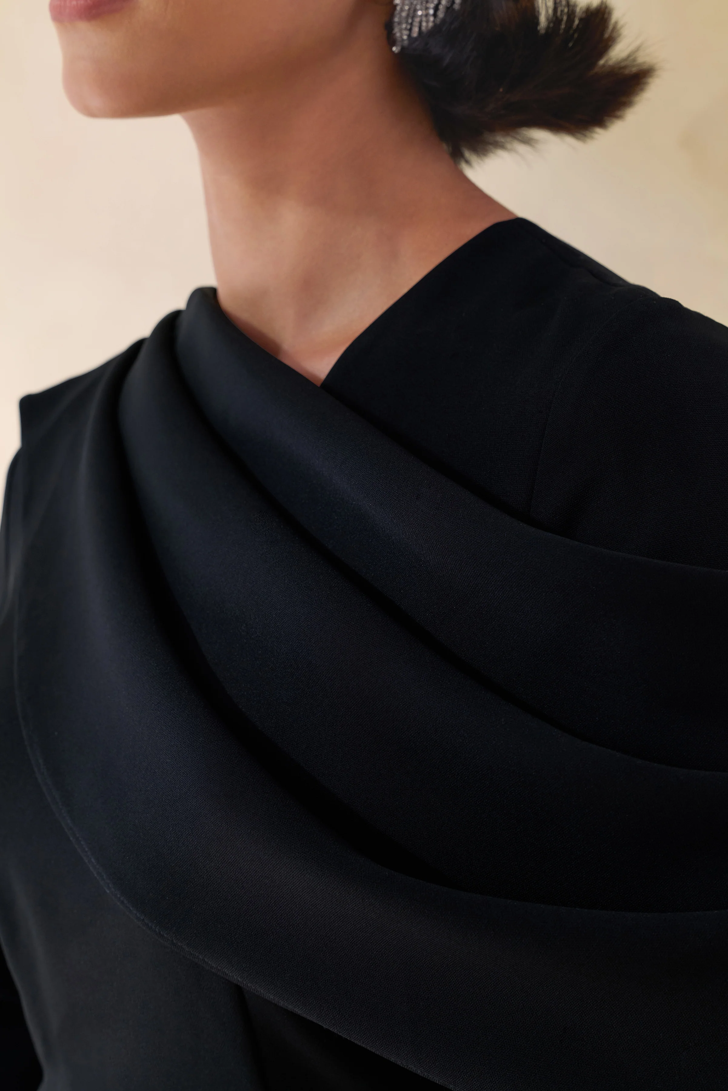 Heliora | Black V-Neck Maxi Dress With Sash And Draped-Detail - Image 14
