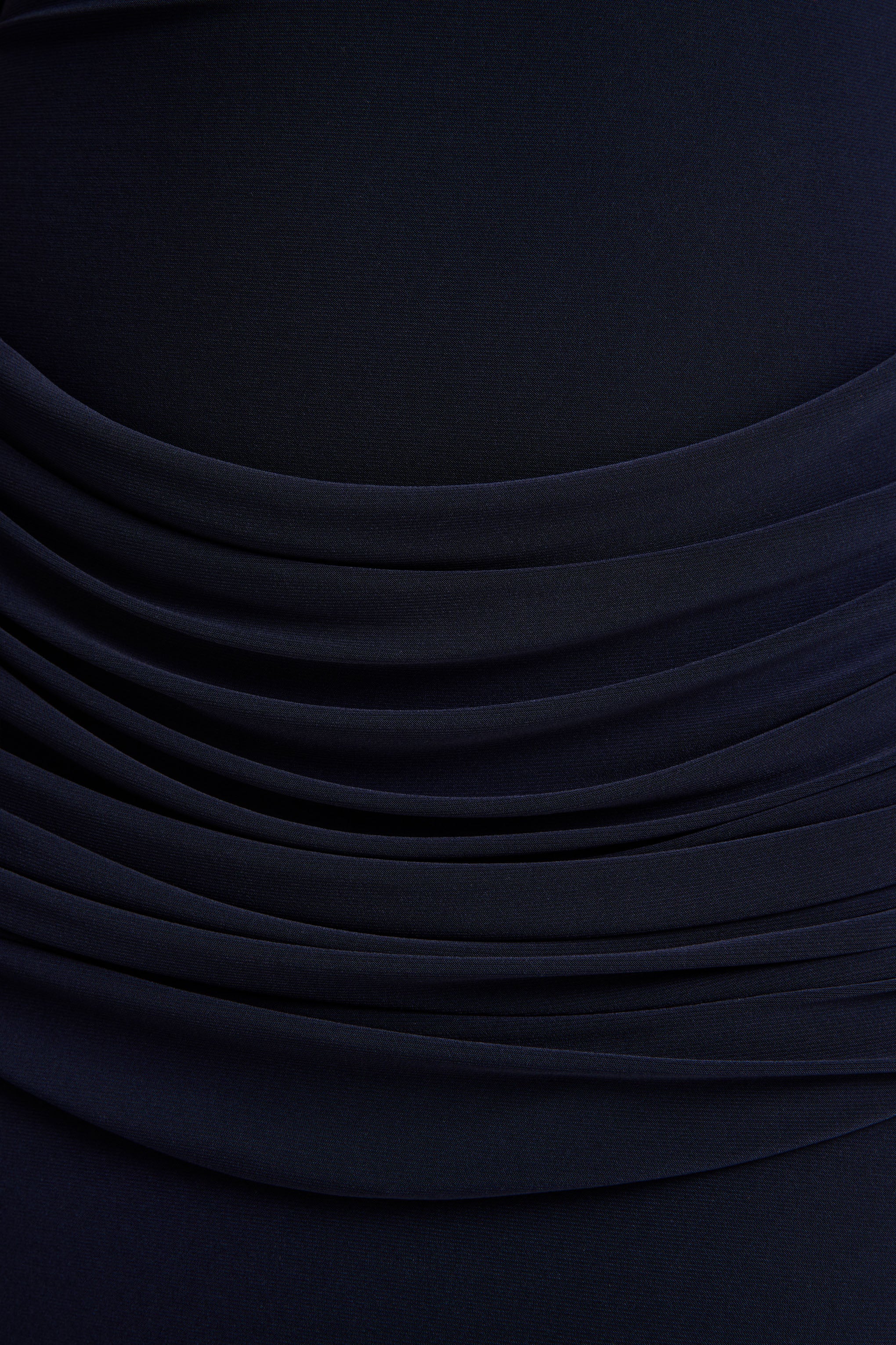 Hesperia | Navy High-Neck Maxi Dress With Draped-Detailing And Scarf - Image 6