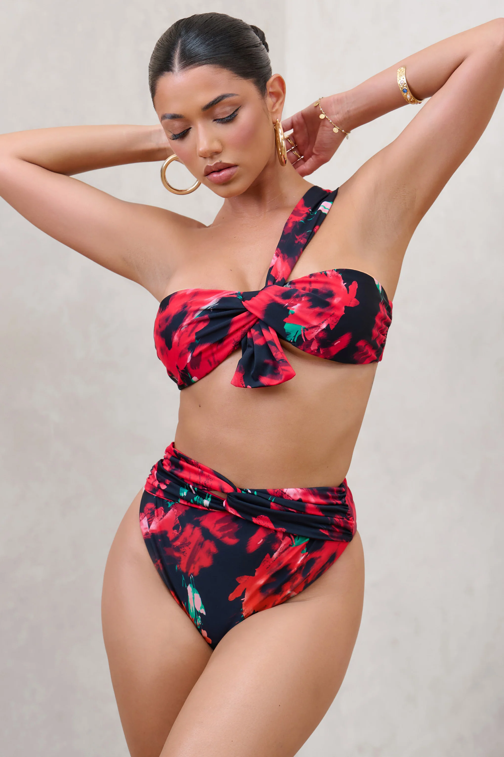 High Tide | Multi Print High Waisted Twist Front Bikini Bottoms - Image 4