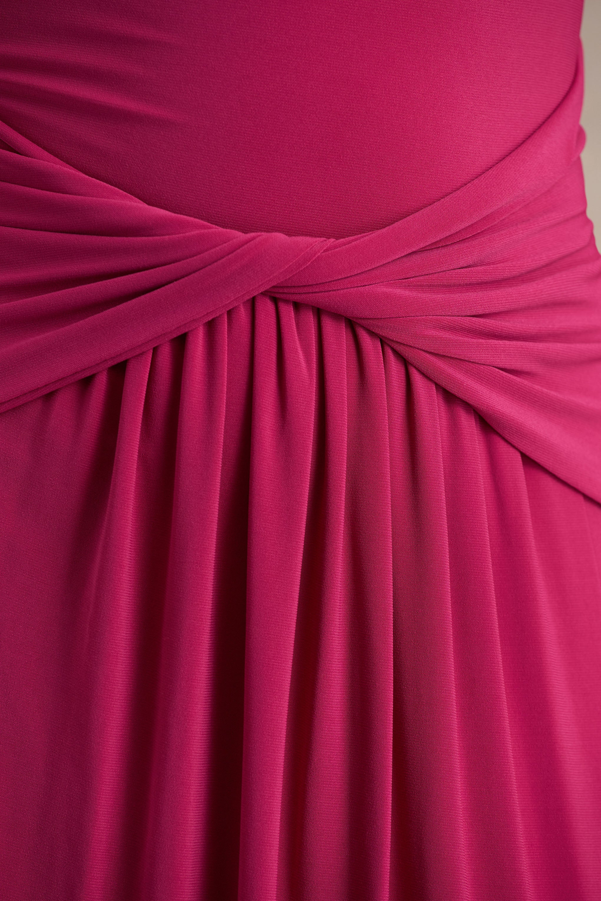 Hourglass | Hot Pink Long-Sleeve Twisted Maxi Dress With Split - Image 6
