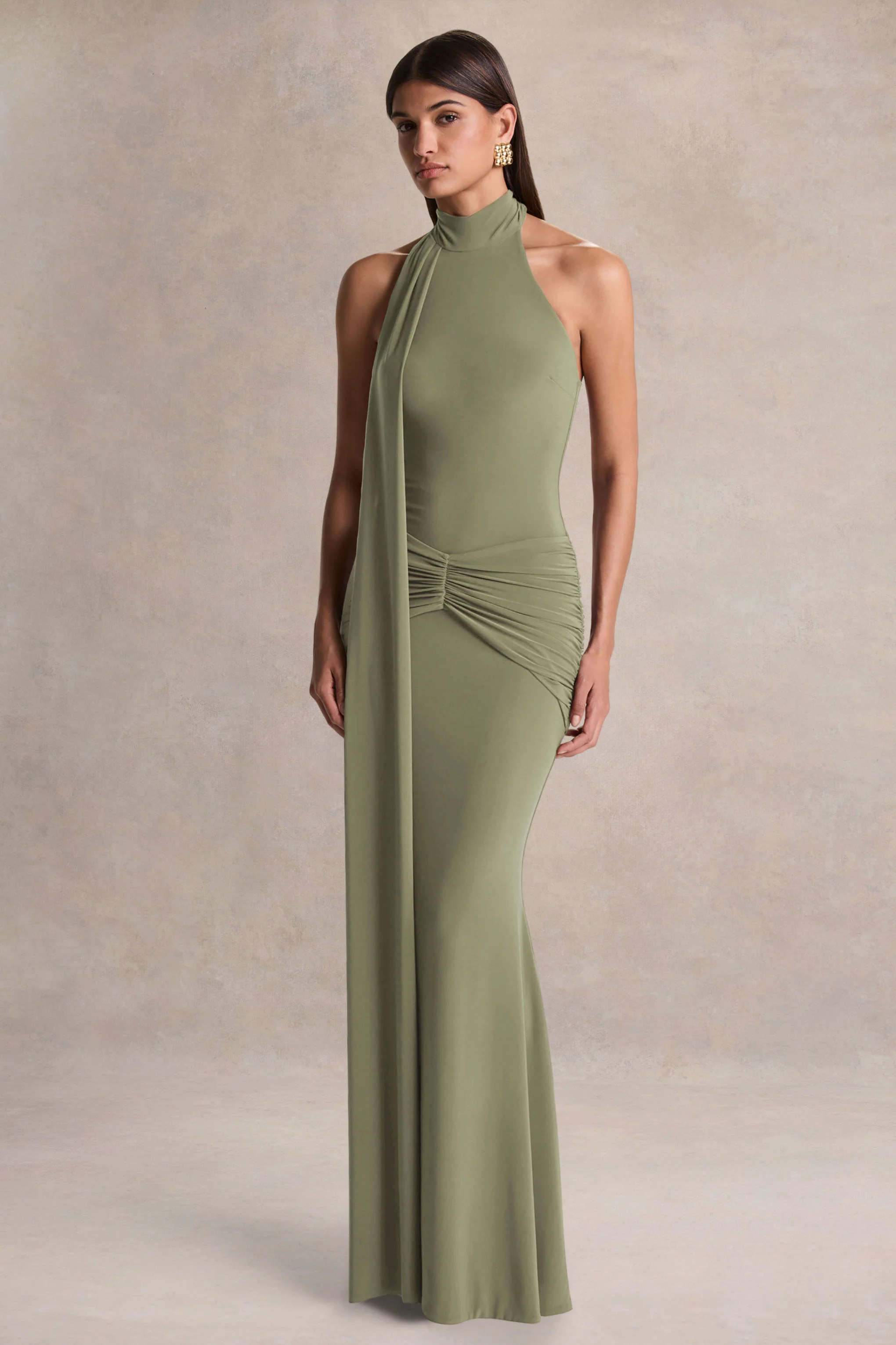 Hyla | Green High-Neck Maxi Dress With Sash-Detail - Image 5