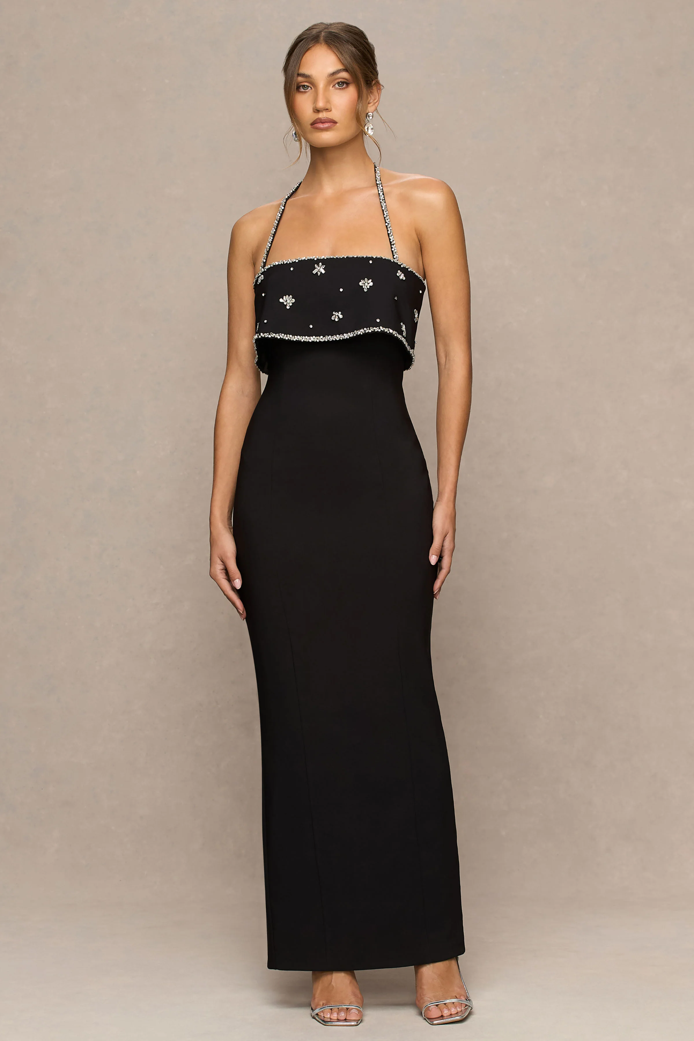 Illiana | Black Bandeau Hand-Embellished Maxi Dress - Image 5