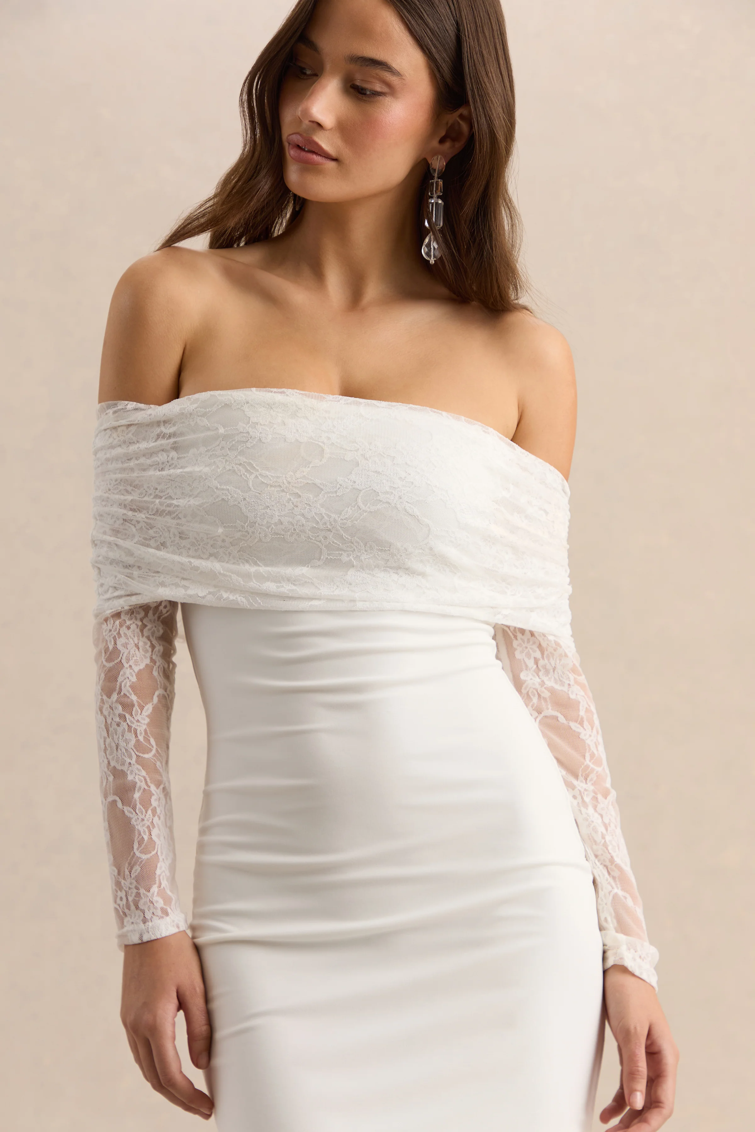 Incantelle | White Bardot-Neck Mini Dress - Image 4