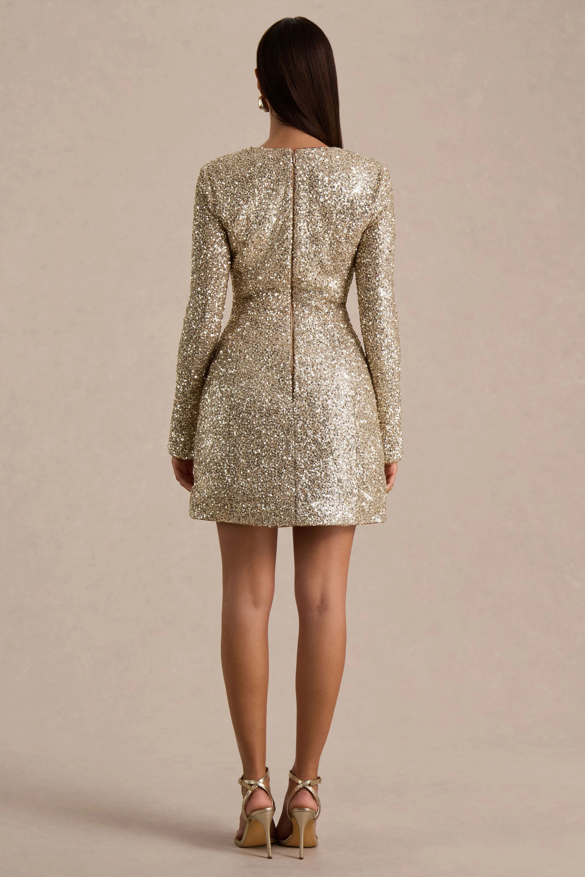 Invite | Gold Sequin Square-Neck Mini Dress - Image 2