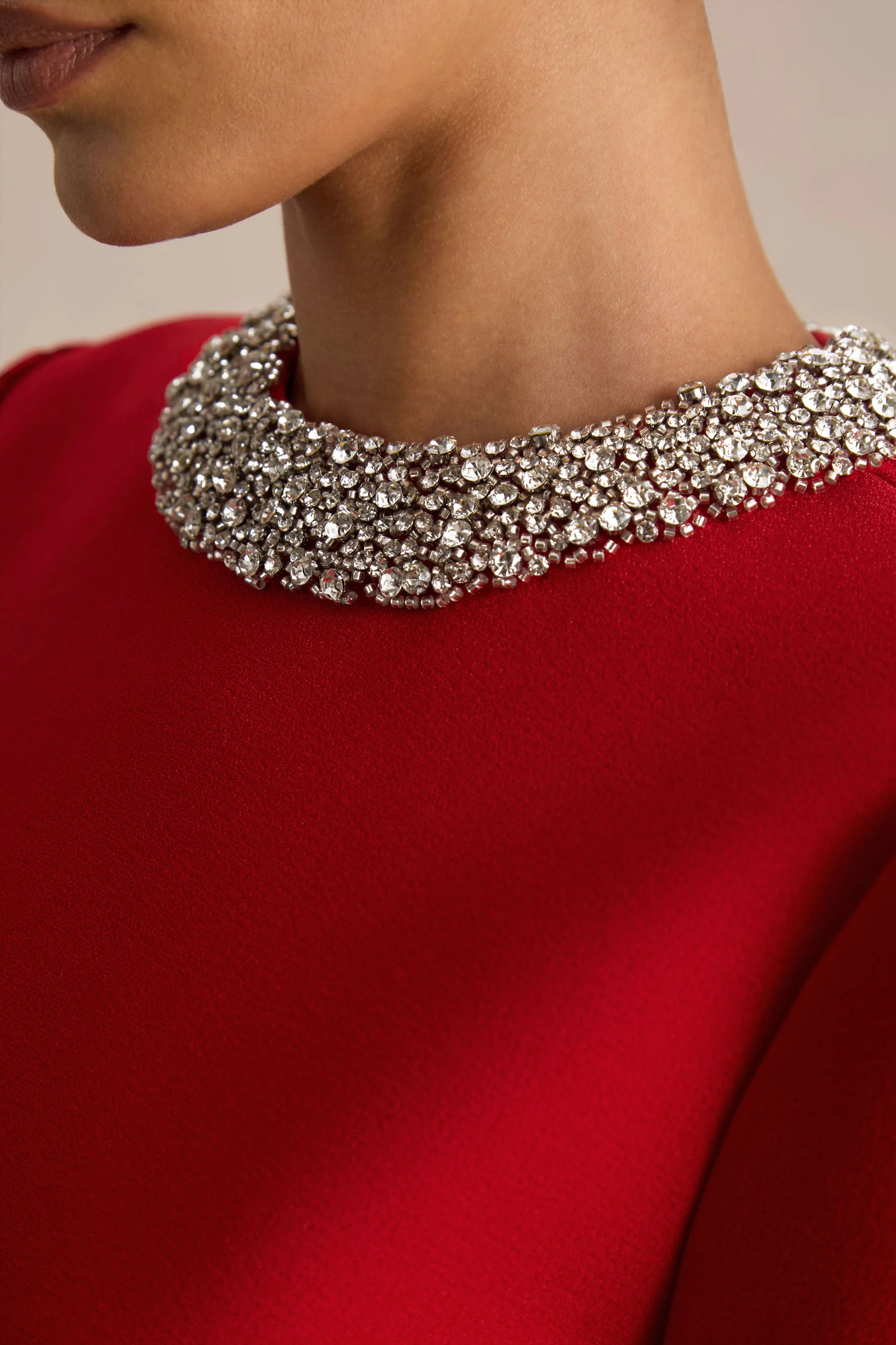 Jackie | Red Embellished High-Neck Mini Dress - Image 3