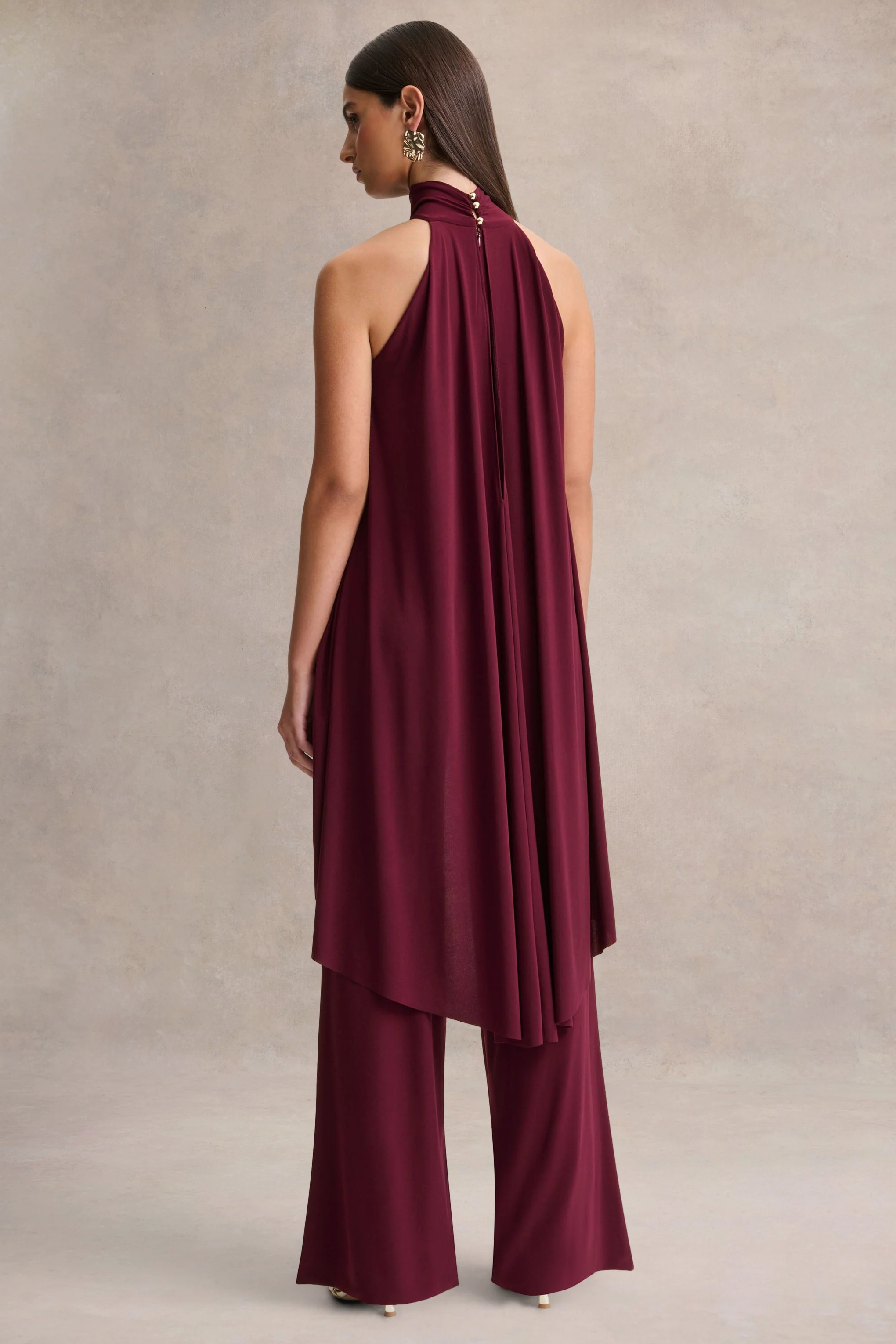 Jadzia | Burgundy Halter-Neck Jumpsuit - Image 2
