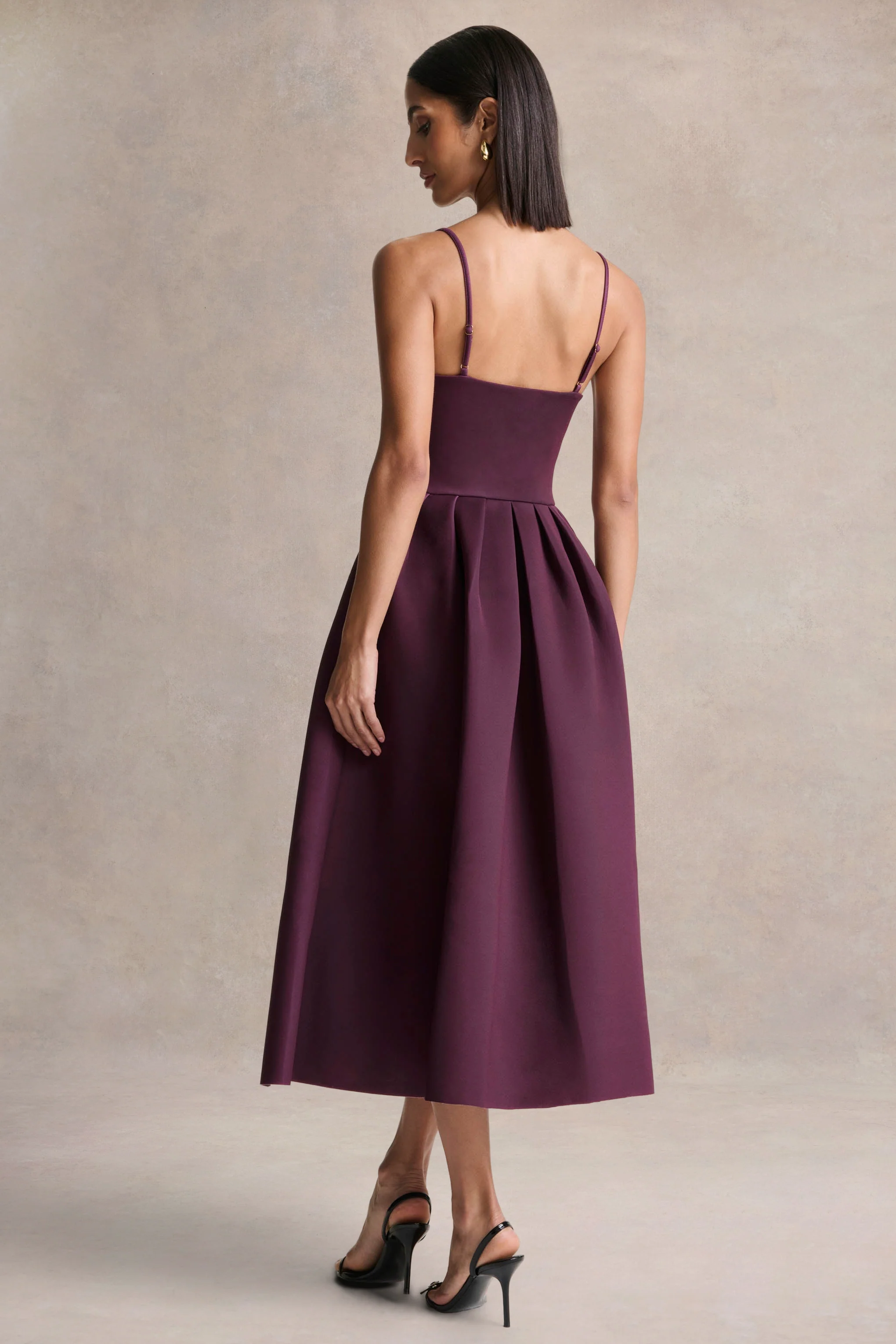 Jamila | Plum Scoop-Neck Midi Dress - Image 2