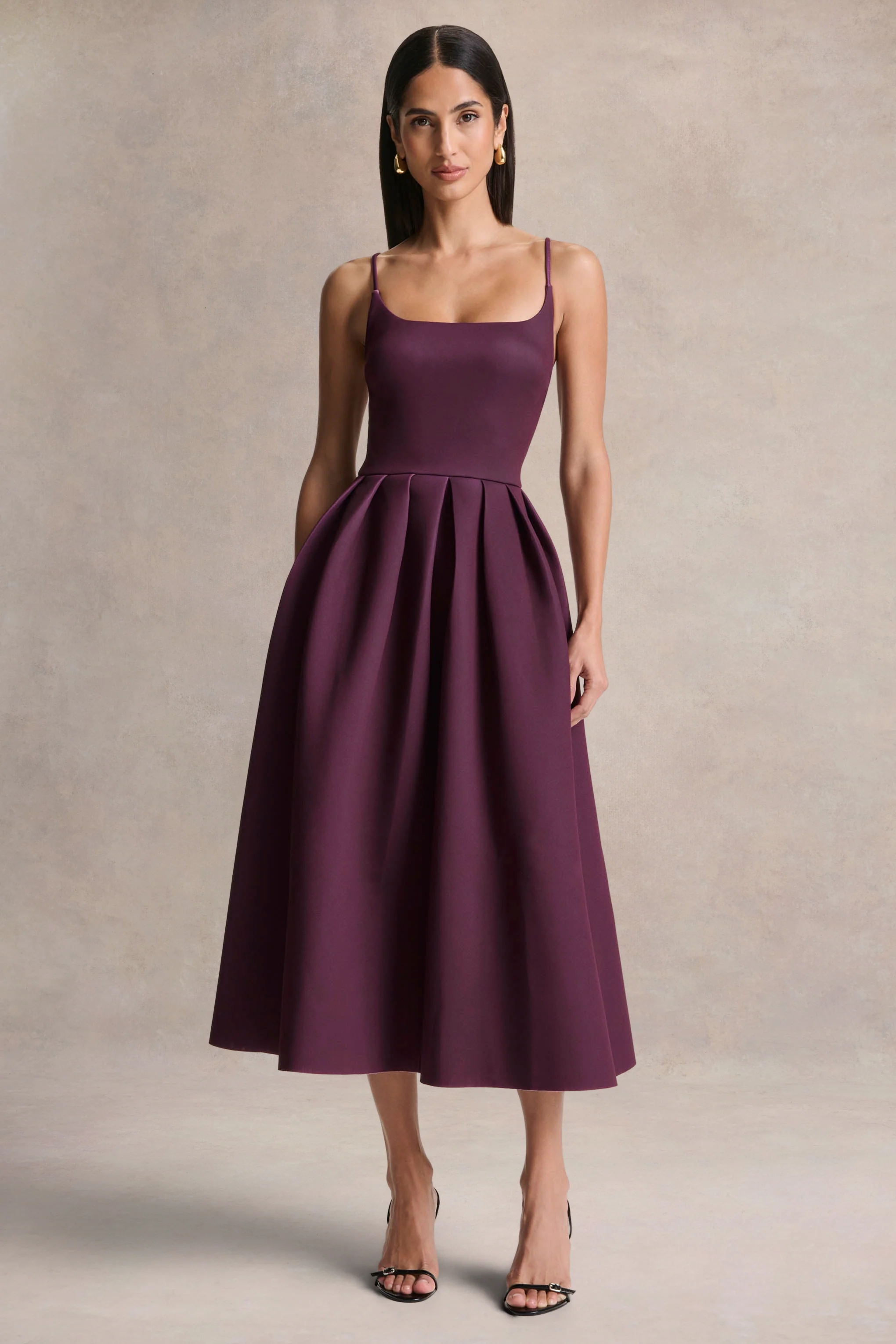 Jamila | Plum Scoop-Neck Midi Dress - Image 5
