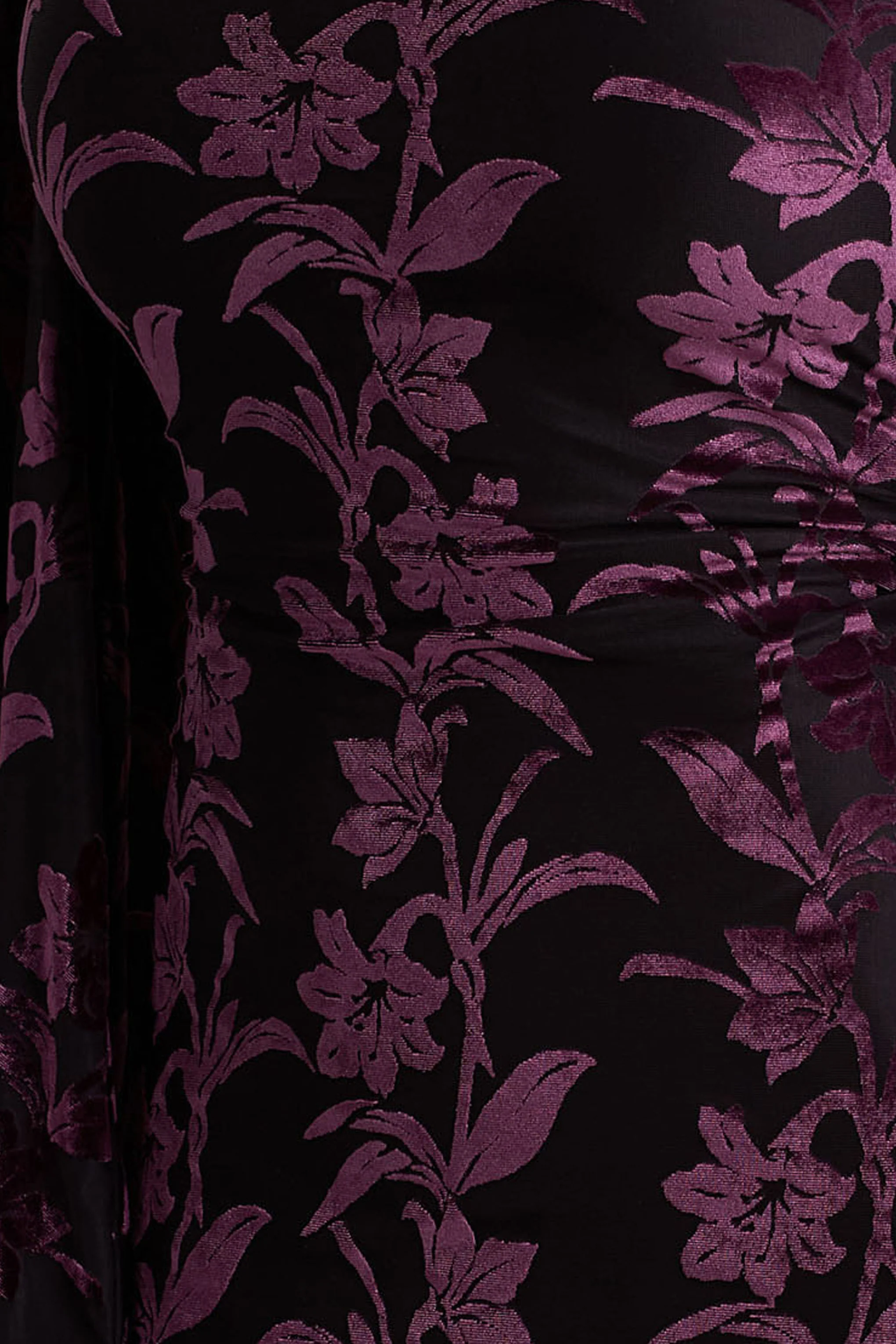 Janet | Black And Purple Devore High-Neck Maxi Dress With Cut-Out Details - Image 6