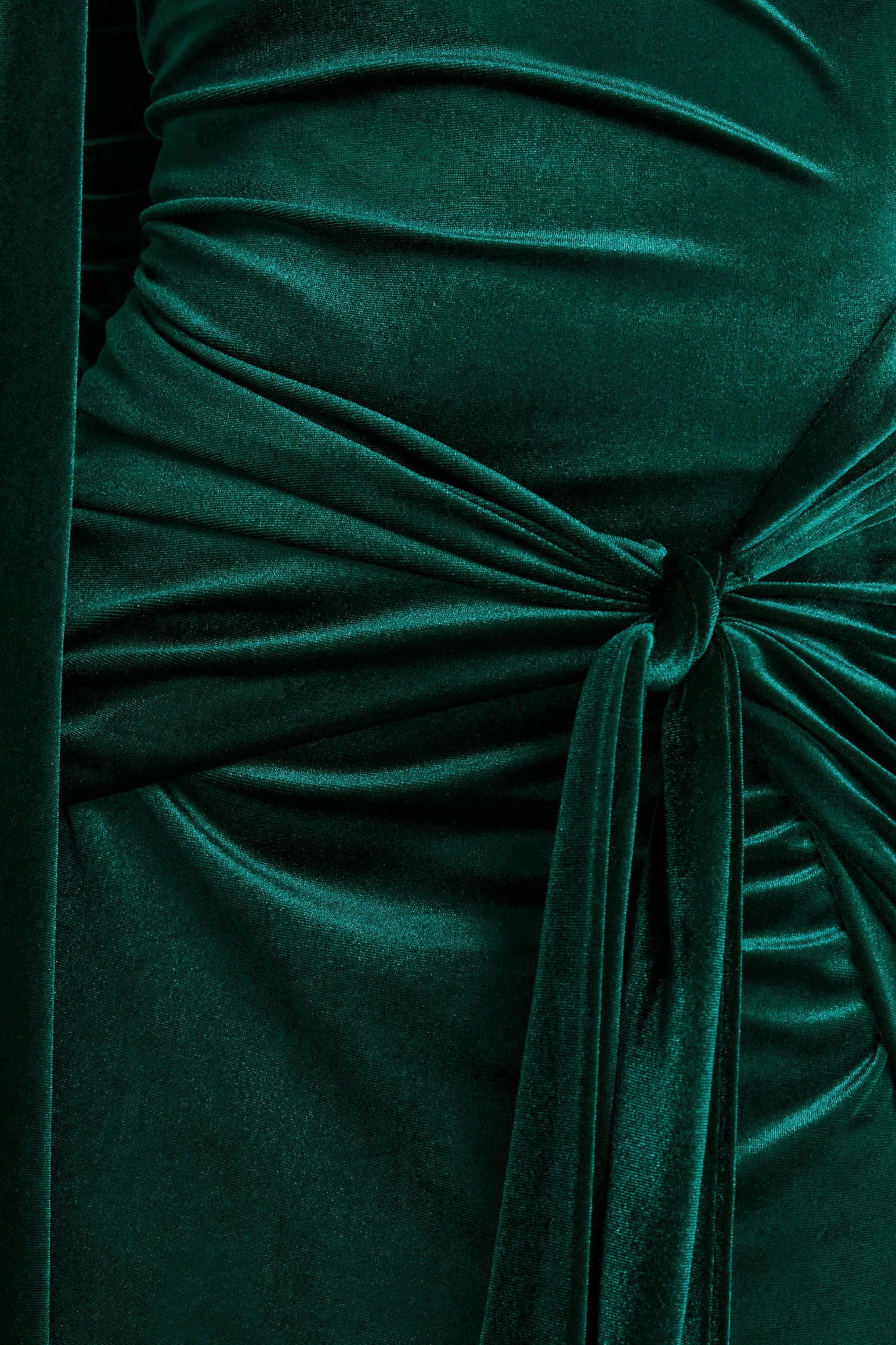 Jessara | Bottle Green Bardot-Neck Maxi Dress With Knot-Details - Image 6