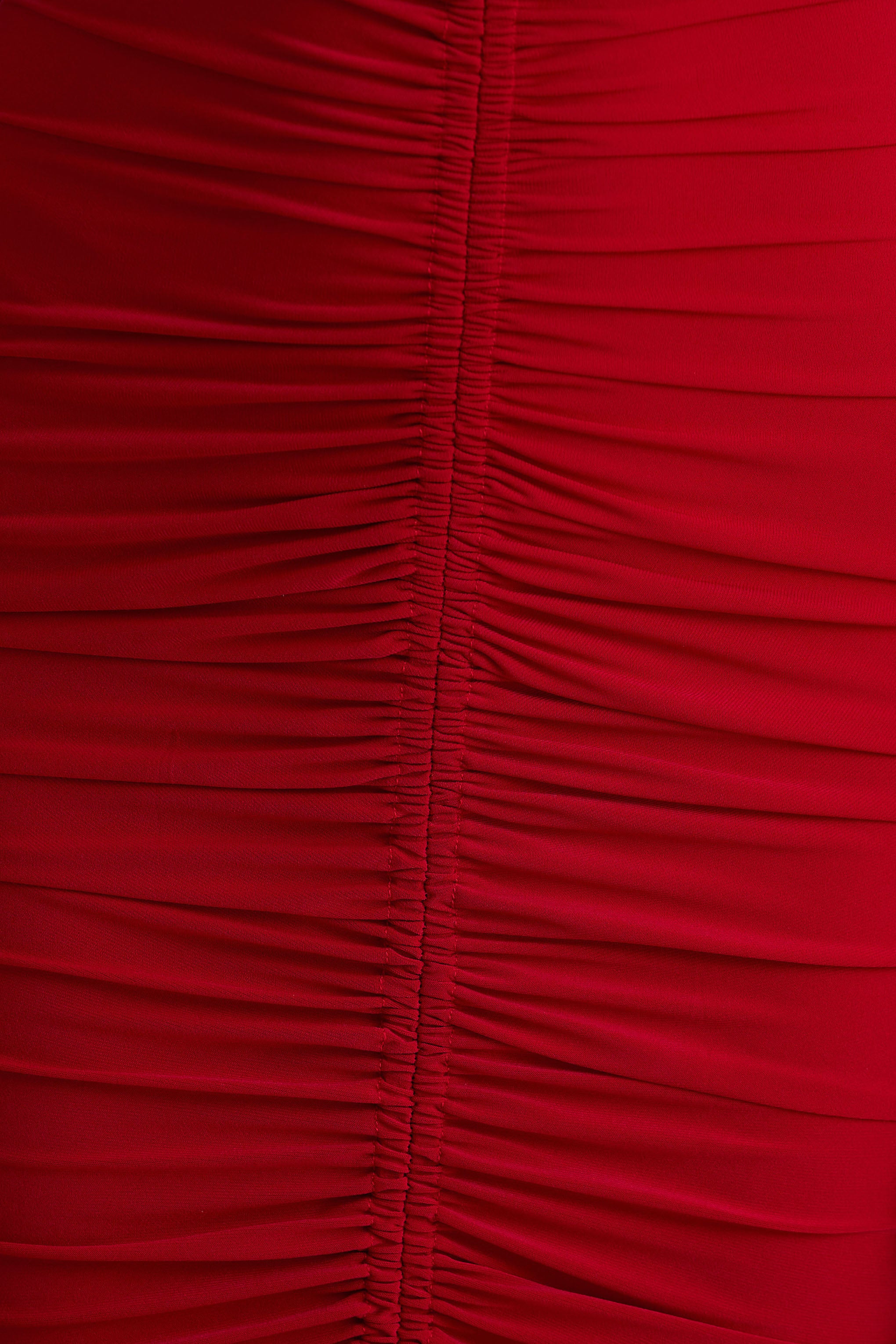 Jewel | Red Plunge-Neck Maxi Dress With Front Split and Ruched Detailing - Image 6