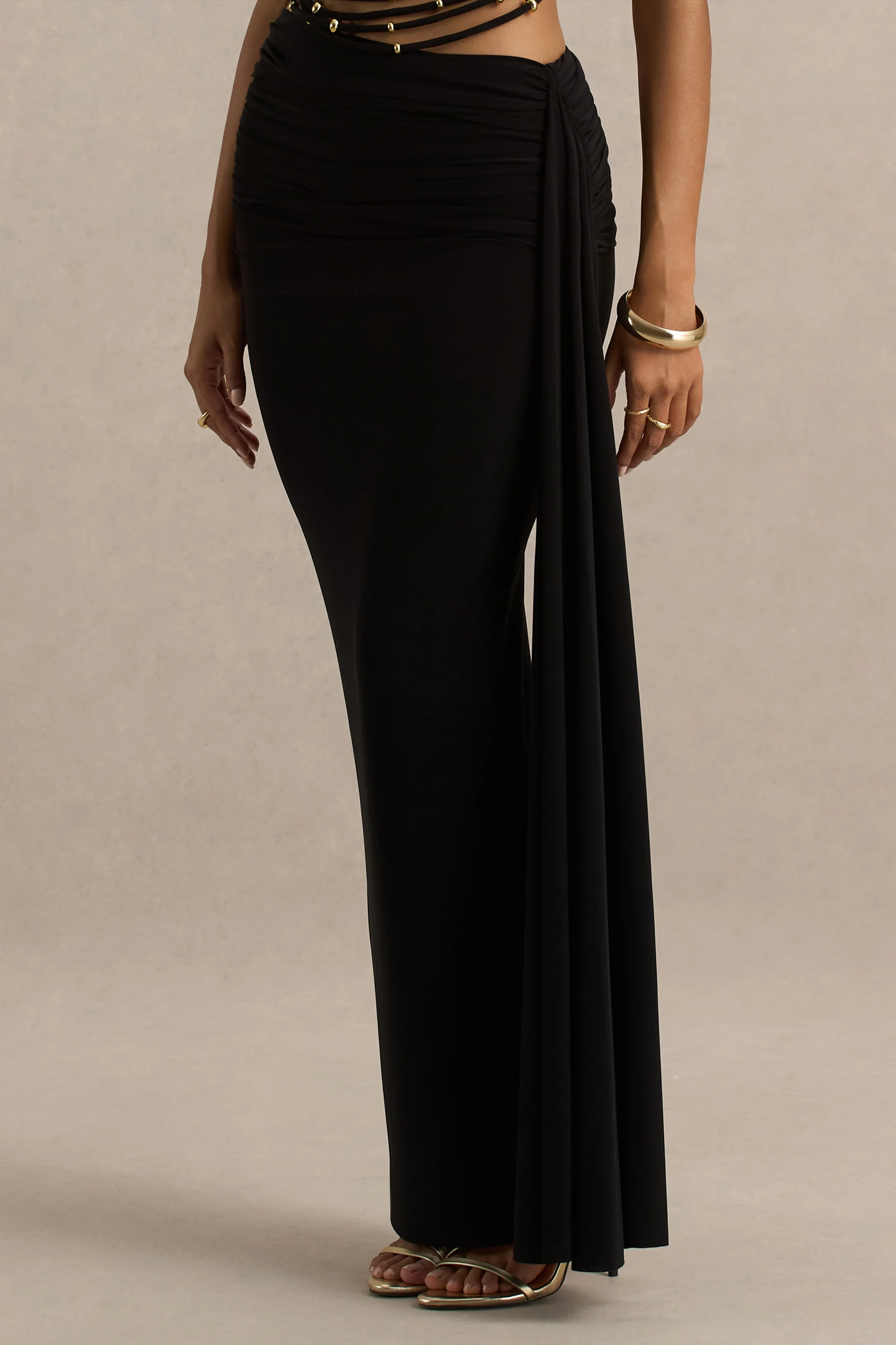Joi | Black Maxi Skirt With Sash Detail - Image 2