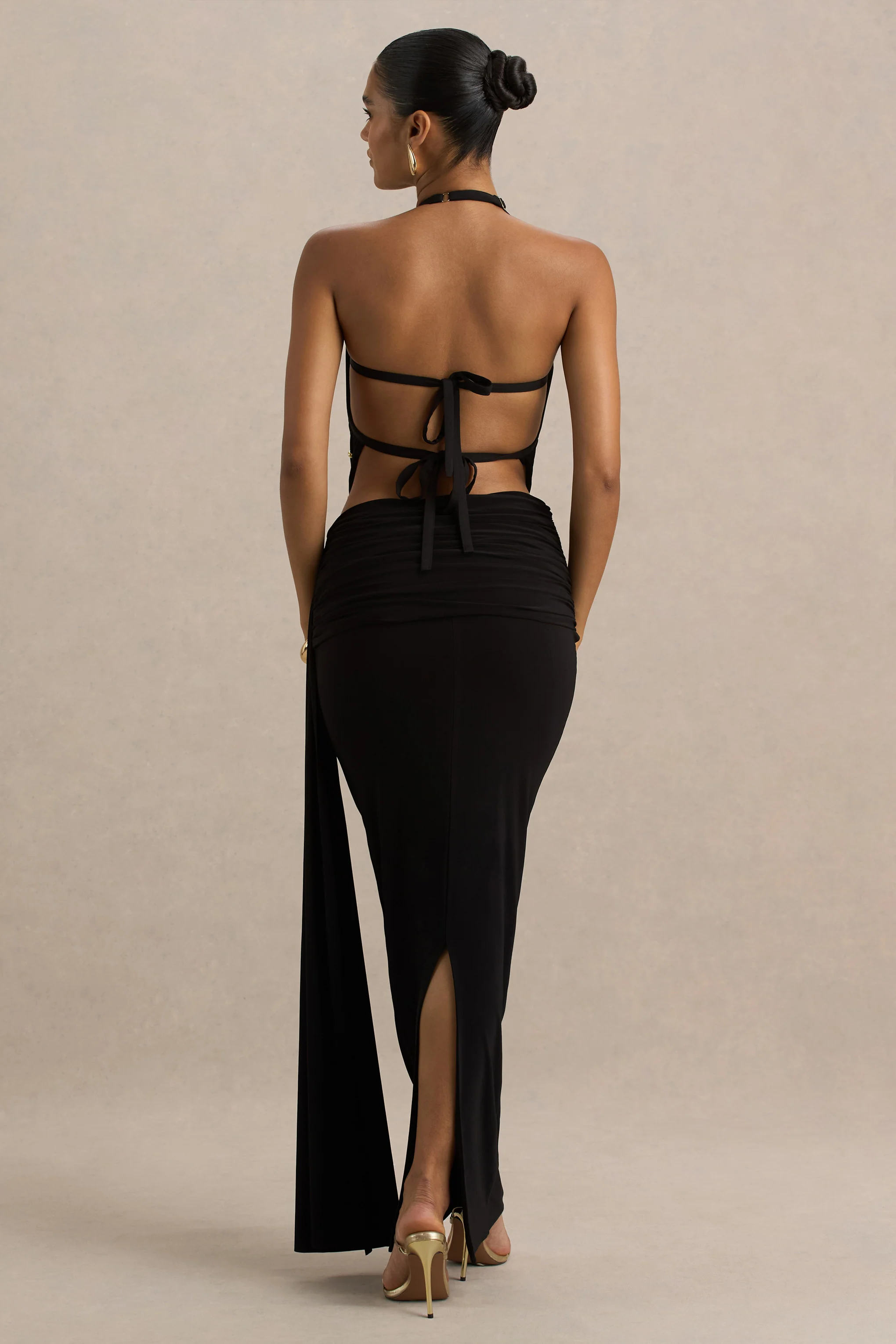 Joi | Black Maxi Skirt With Sash Detail - Image 4