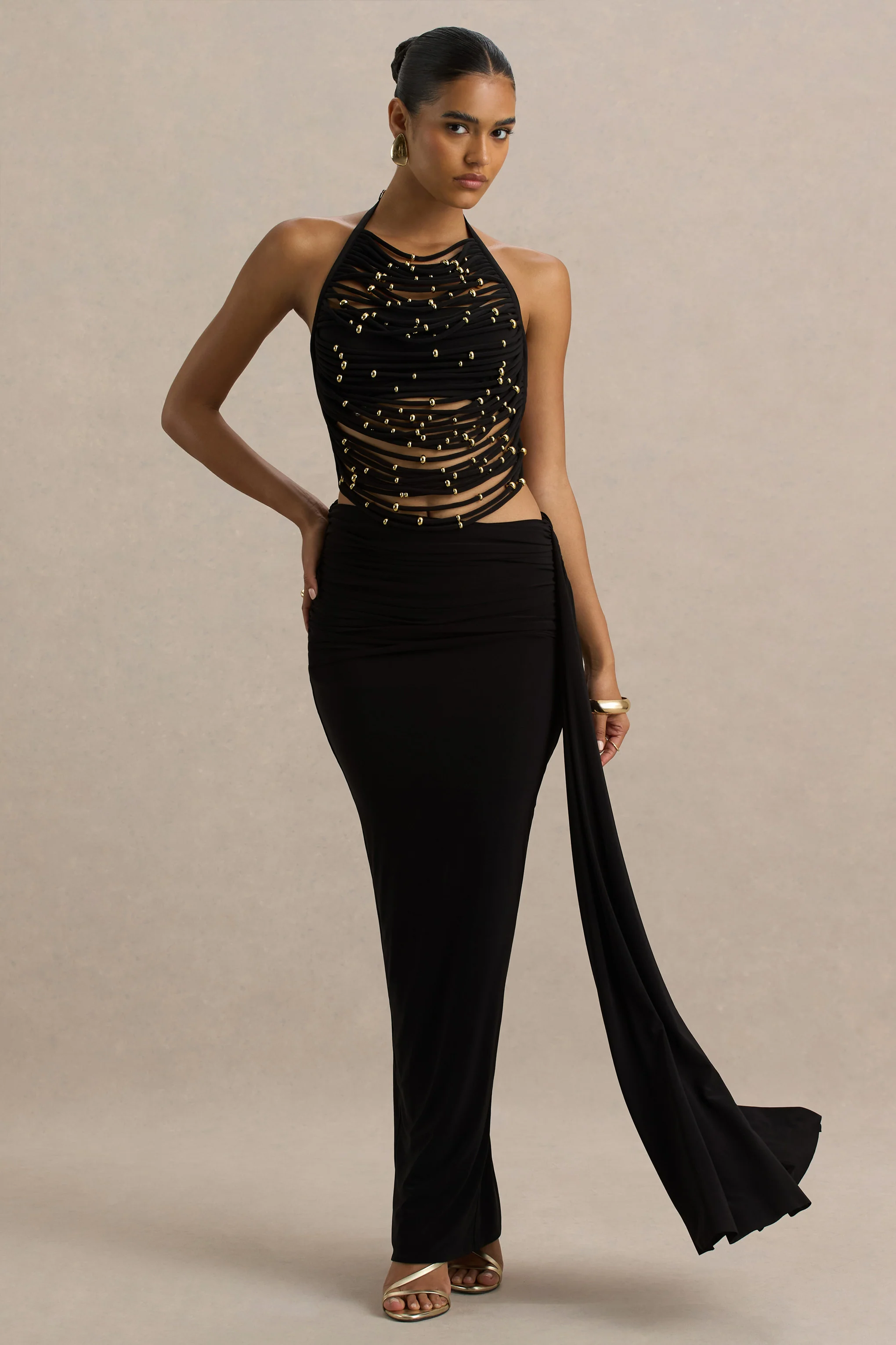 Joi | Black Maxi Skirt With Sash Detail - Image 5