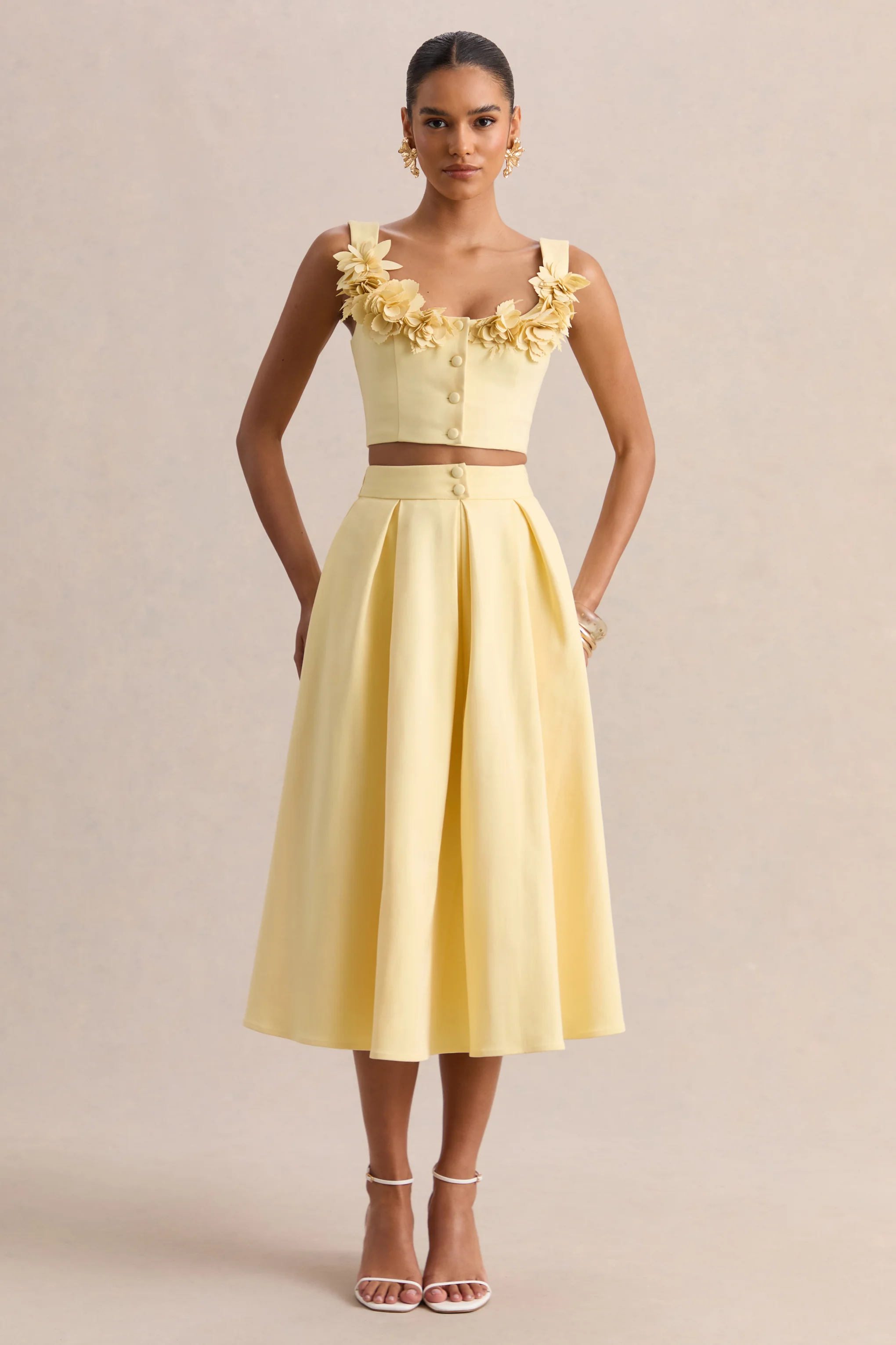 Joy | Lemon A-Line Midi Skirt - Image 3