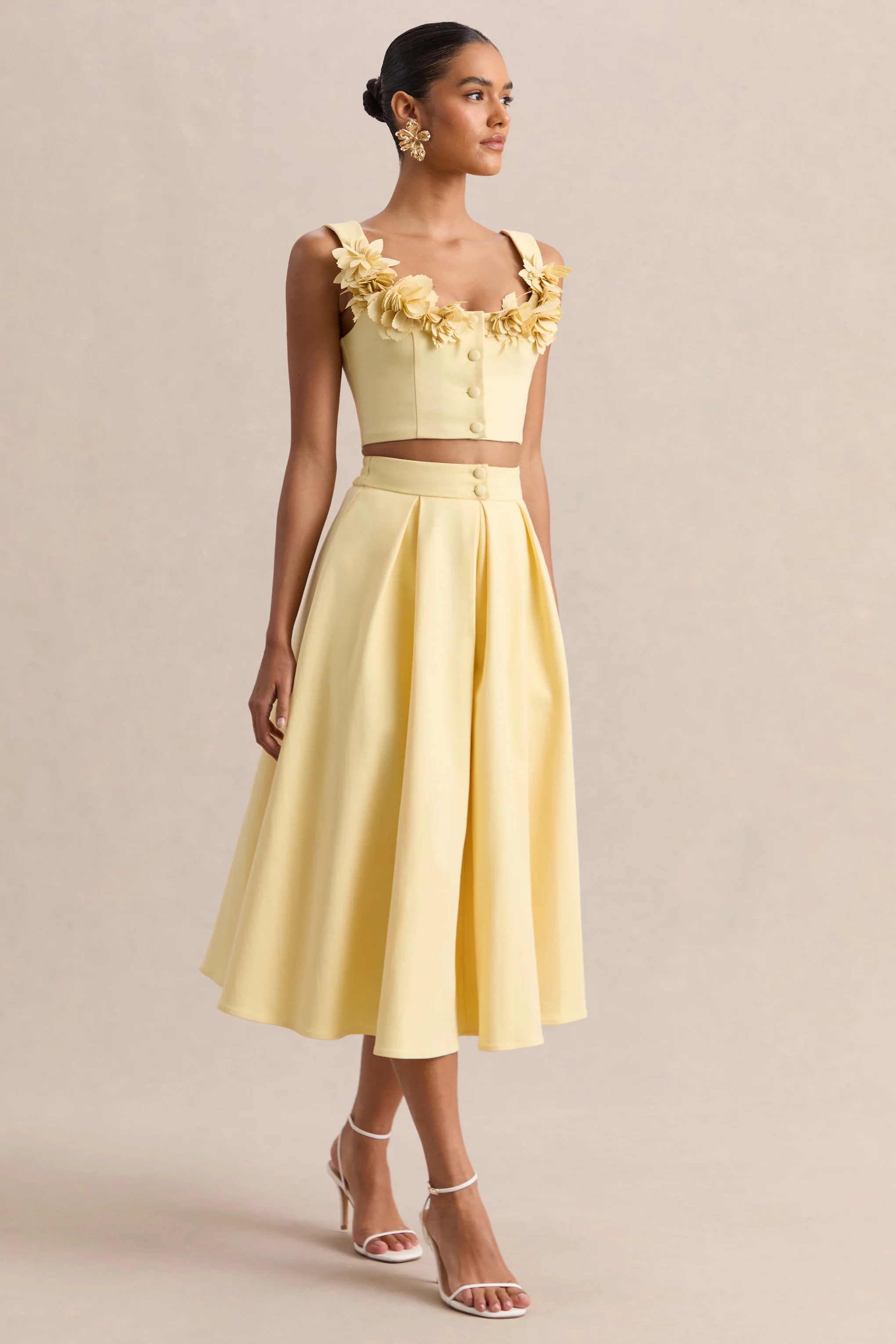 Joy | Lemon A-Line Midi Skirt - Image 4