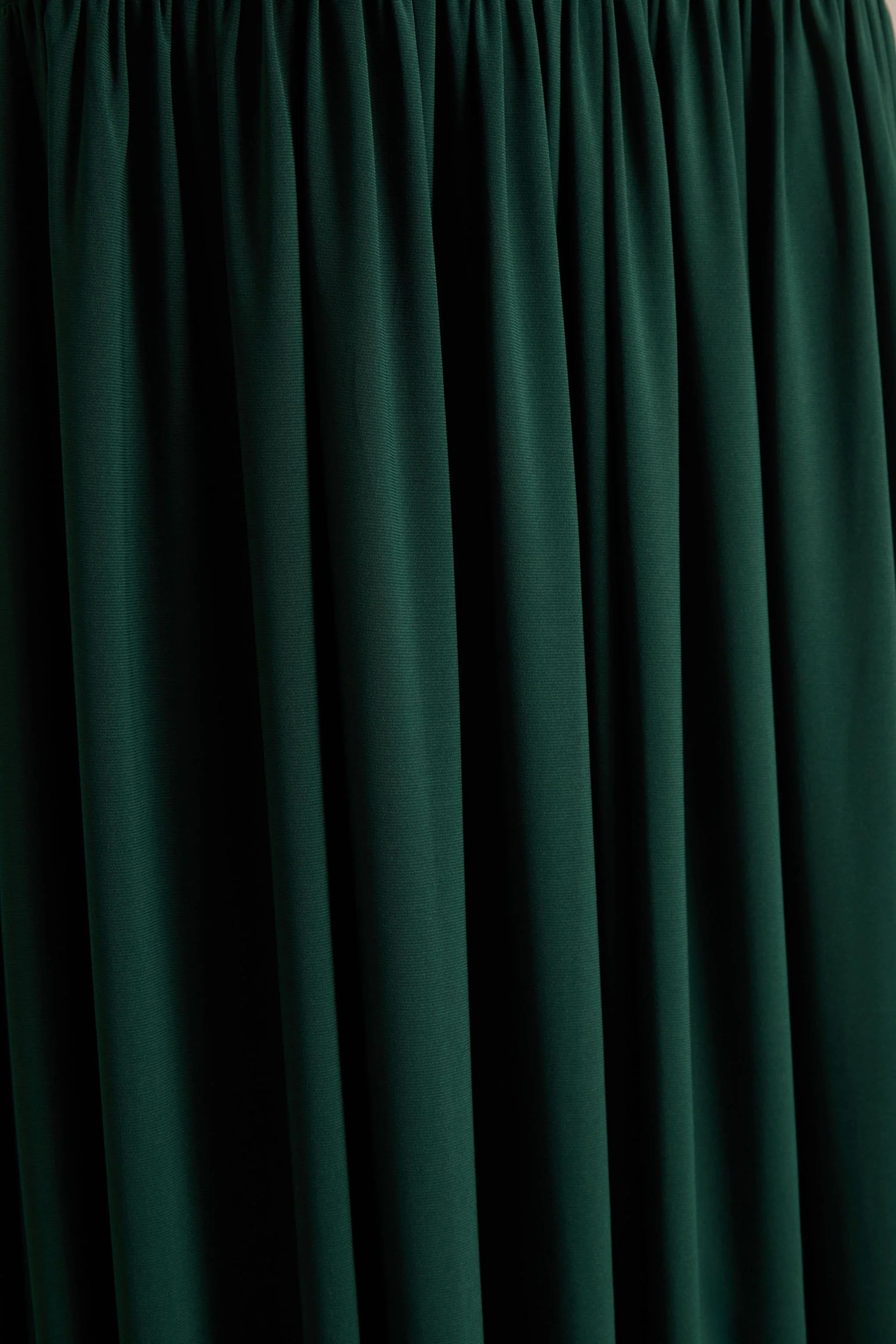 Kady | Dark Green Asymmetric-Neck Maxi Dress With Ruched Detailing - Image 6